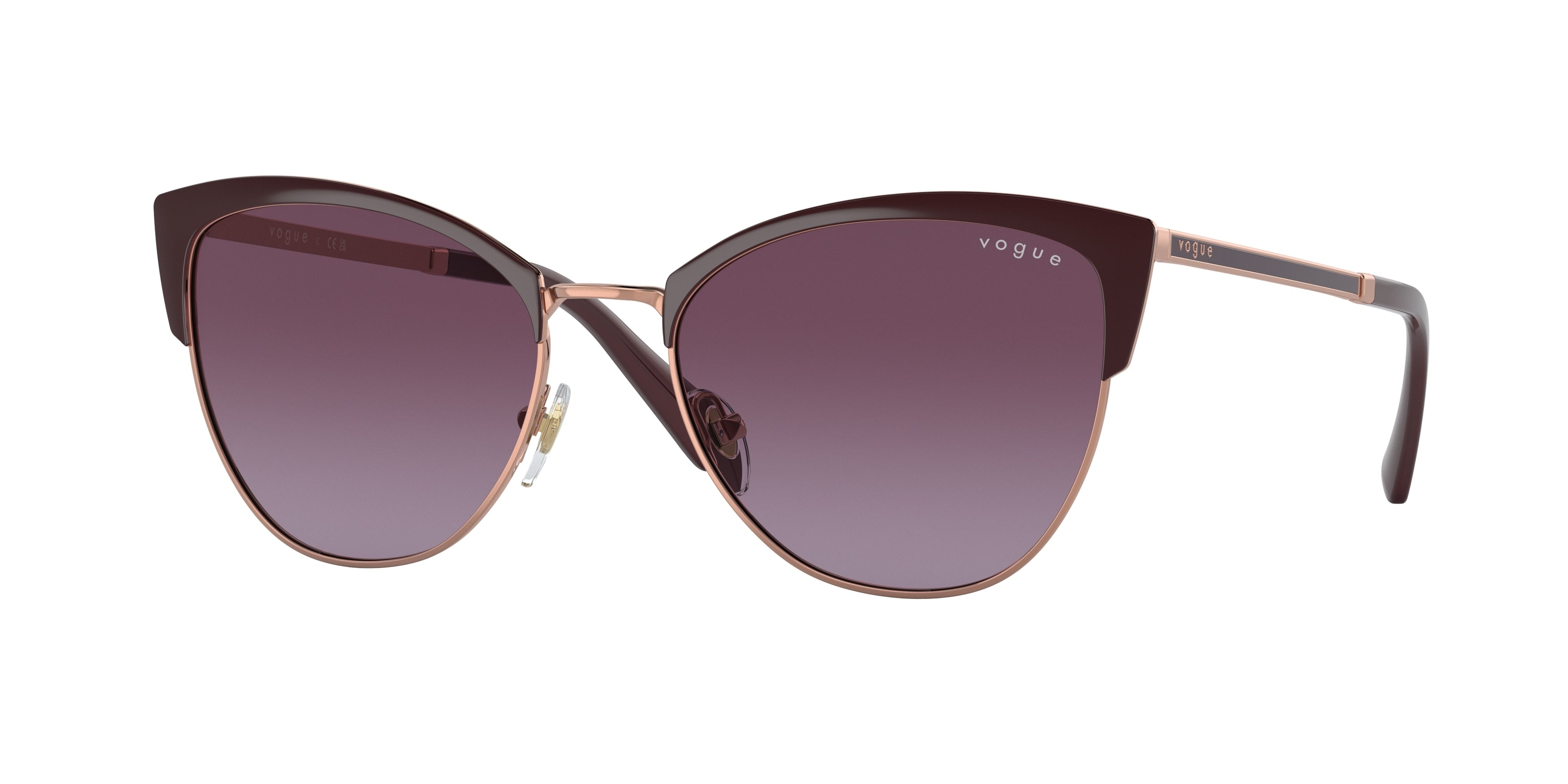 Vogue VO4251S Butterfly Sunglasses  51708H-Top Bordeaux/Rose Gold 55-140-18 - Color Map Red