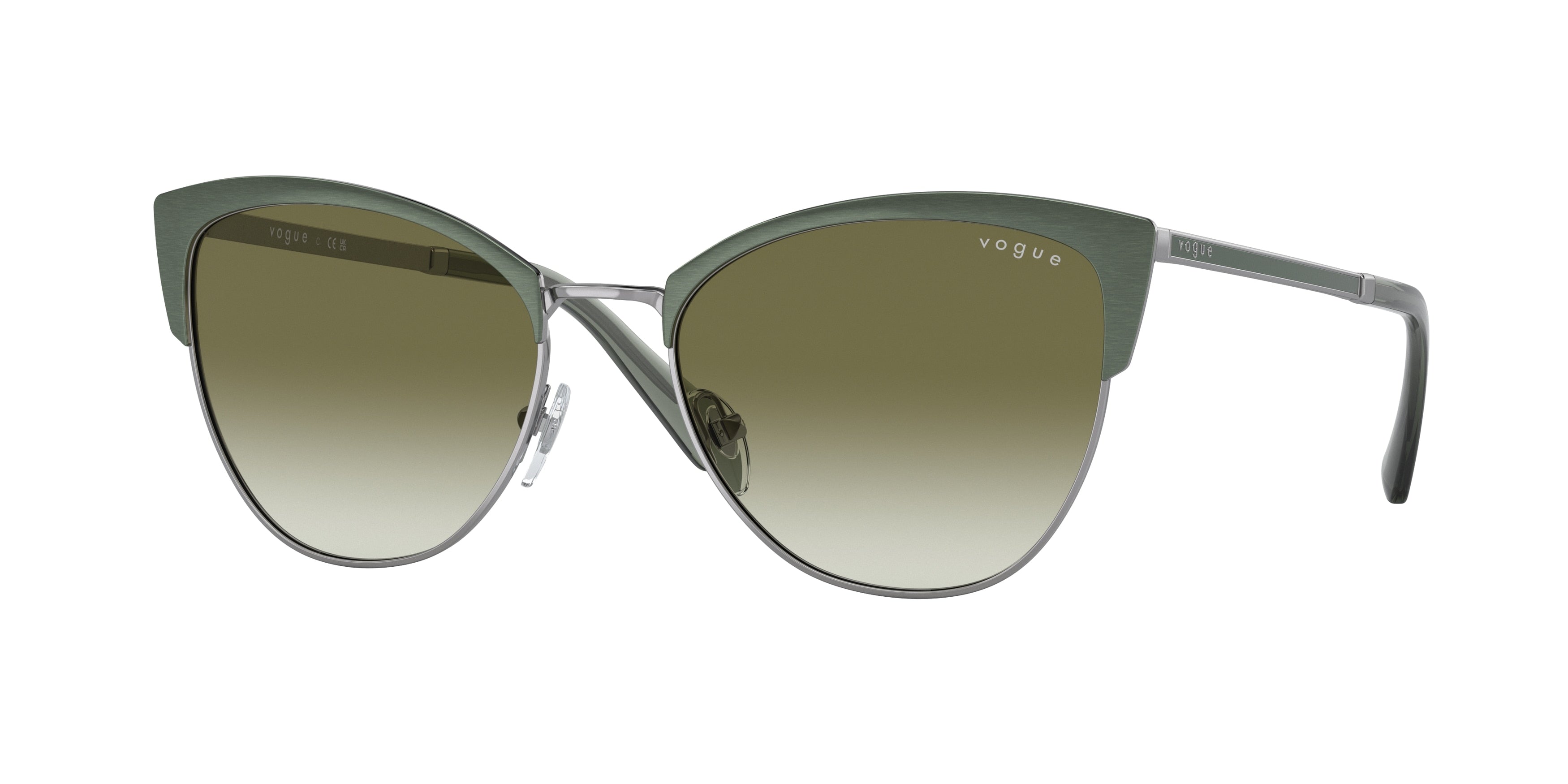 Vogue VO4251S Butterfly Sunglasses  51788E-Top Brushed Green/Gunmetal 55-140-18 - Color Map Green