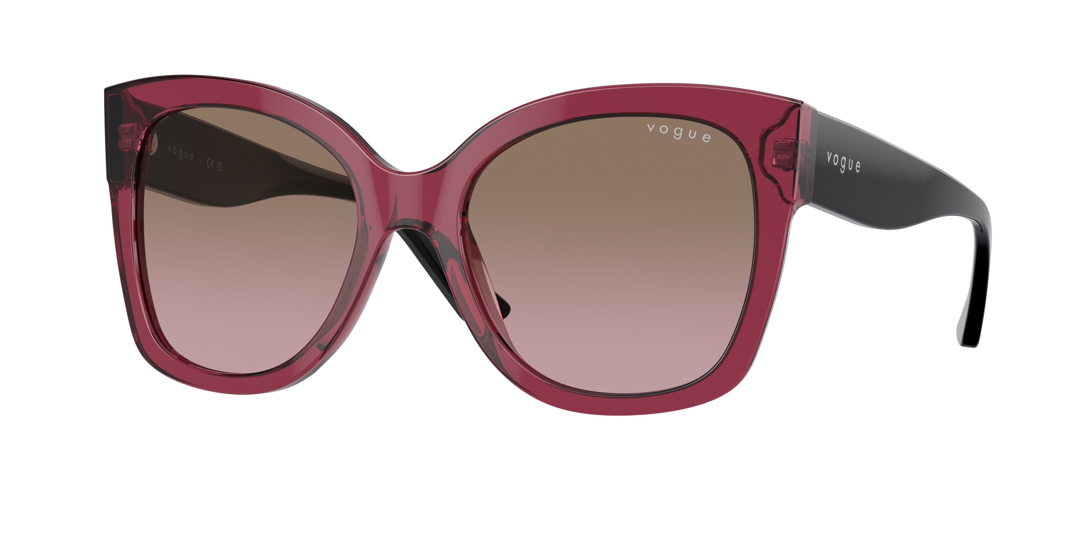 Vogue VO5338S Pillow Sunglasses  283114-Transparent Cherry 54-140-19 - Color Map Red