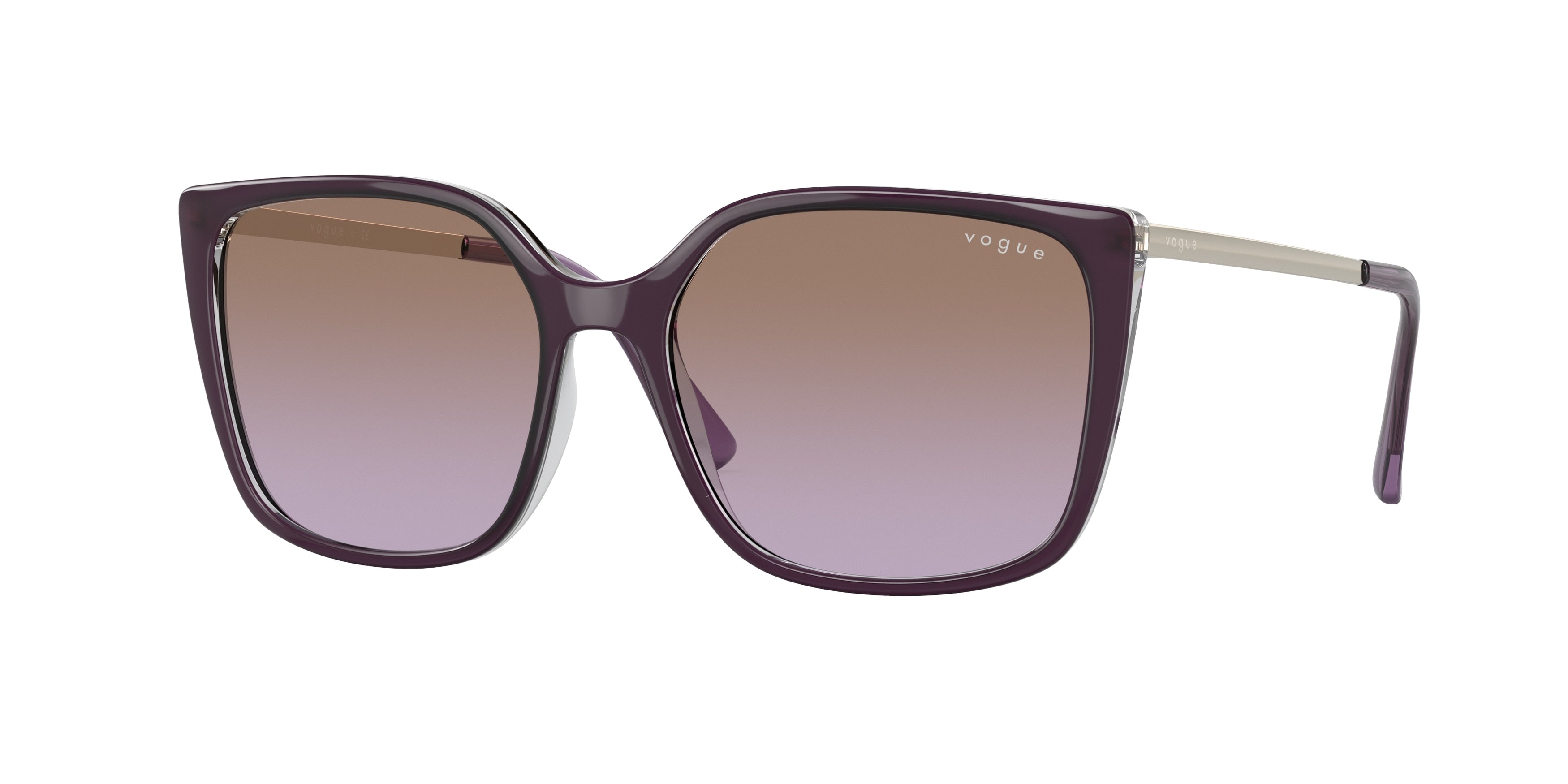 Vogue VO5353S Square Sunglasses  287468-Top Purple On Transp Grey 53-140-16 - Color Map Violet