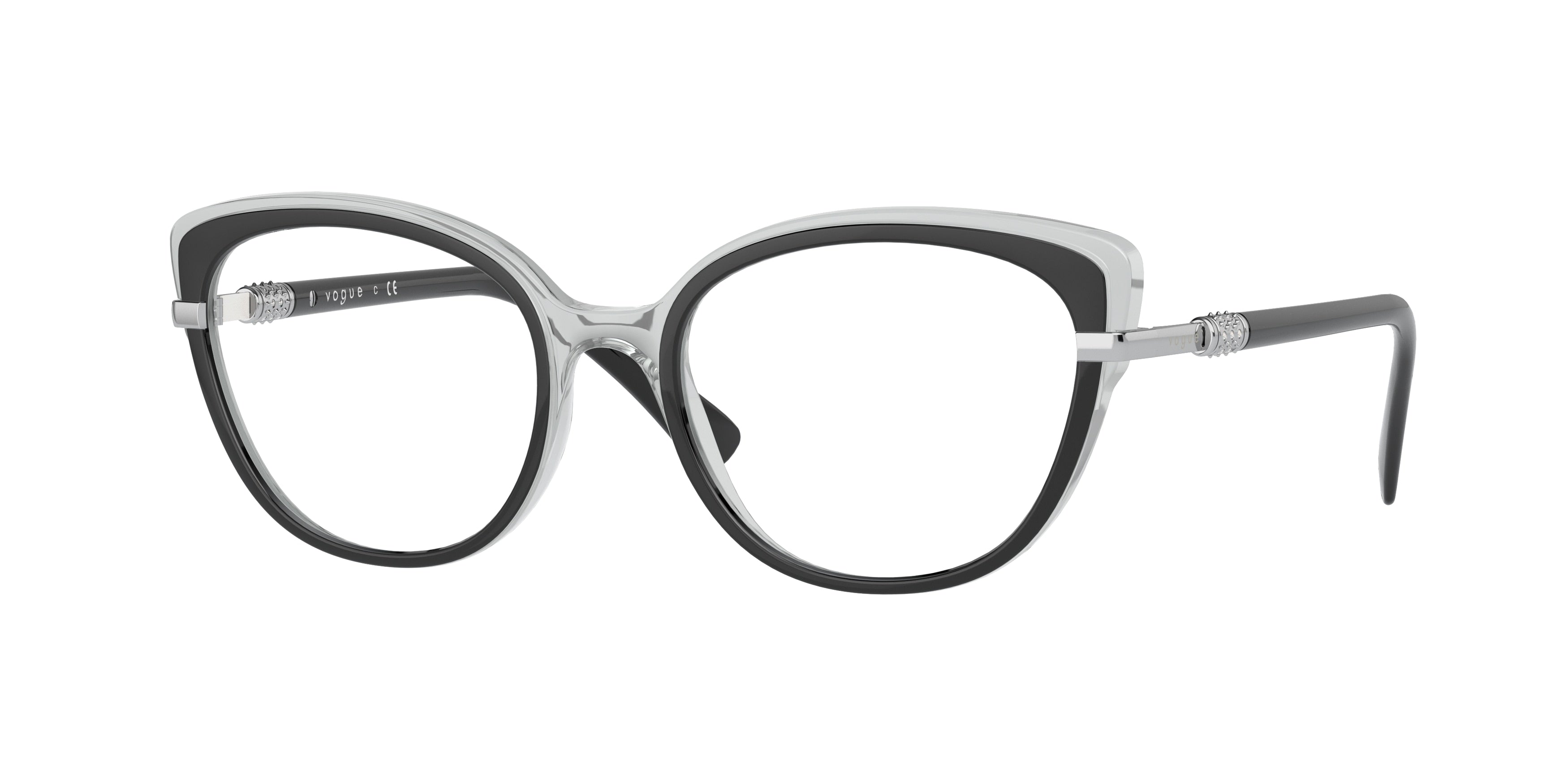 Vogue VO5383B Butterfly Eyeglasses  2928-Top Black/Transparent Grey 52-135-18 - Color Map Black