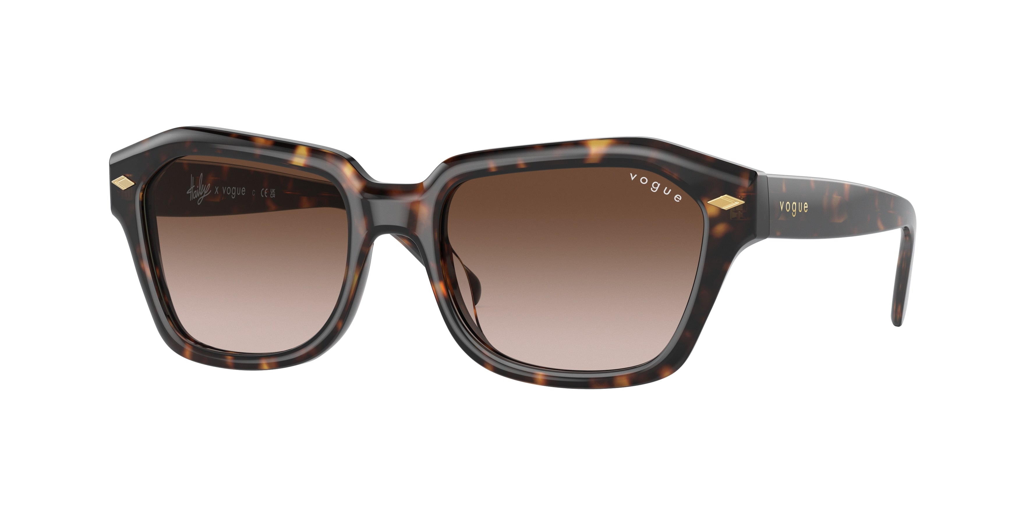 Vogue VO5444S Irregular Sunglasses  W65613-Dark Havana 52-135-18 - Color Map Brown