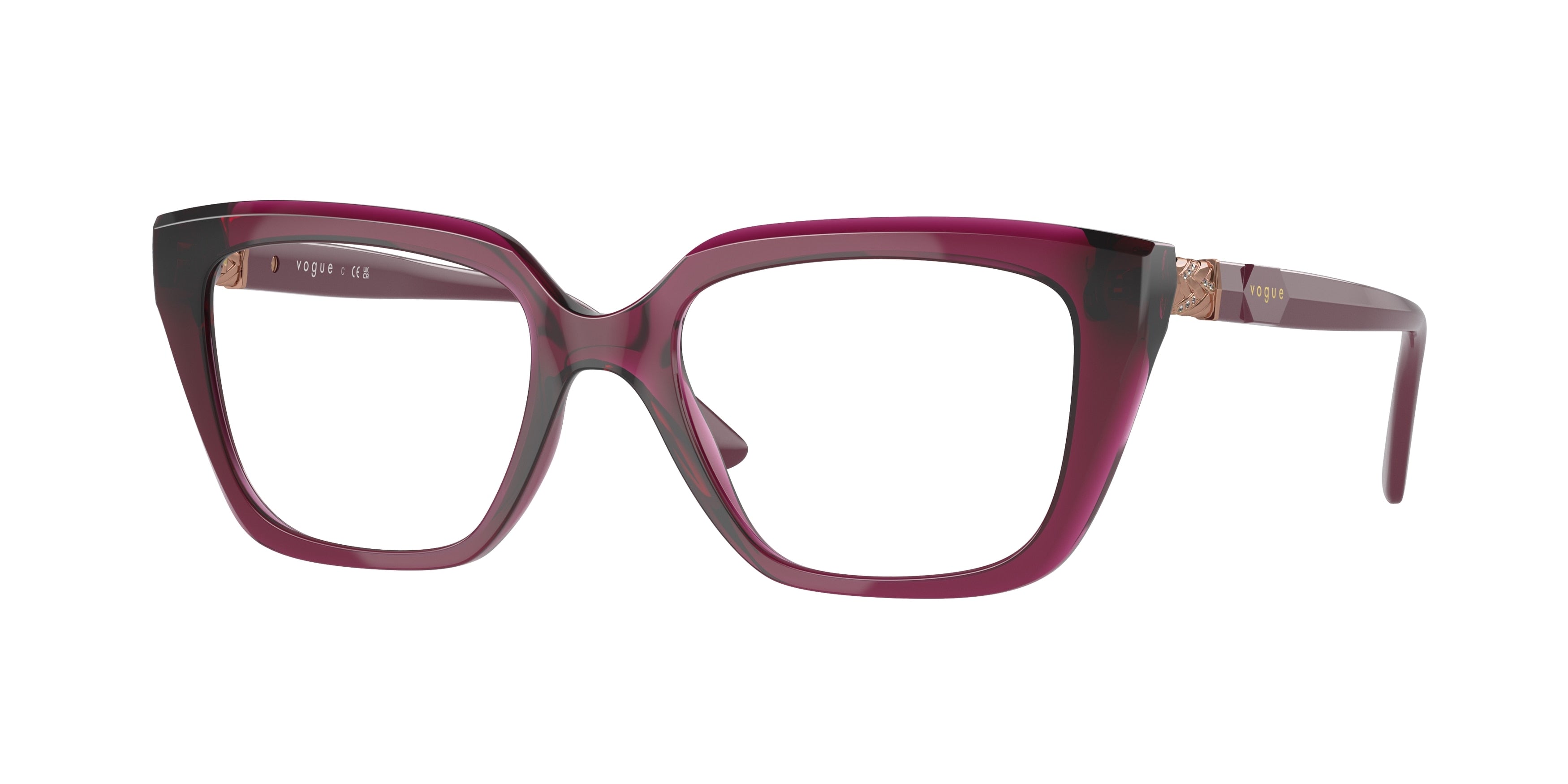 Vogue VO5477B Rectangle Eyeglasses  2989-Transparent Cherry 52-140-18 - Color Map Red