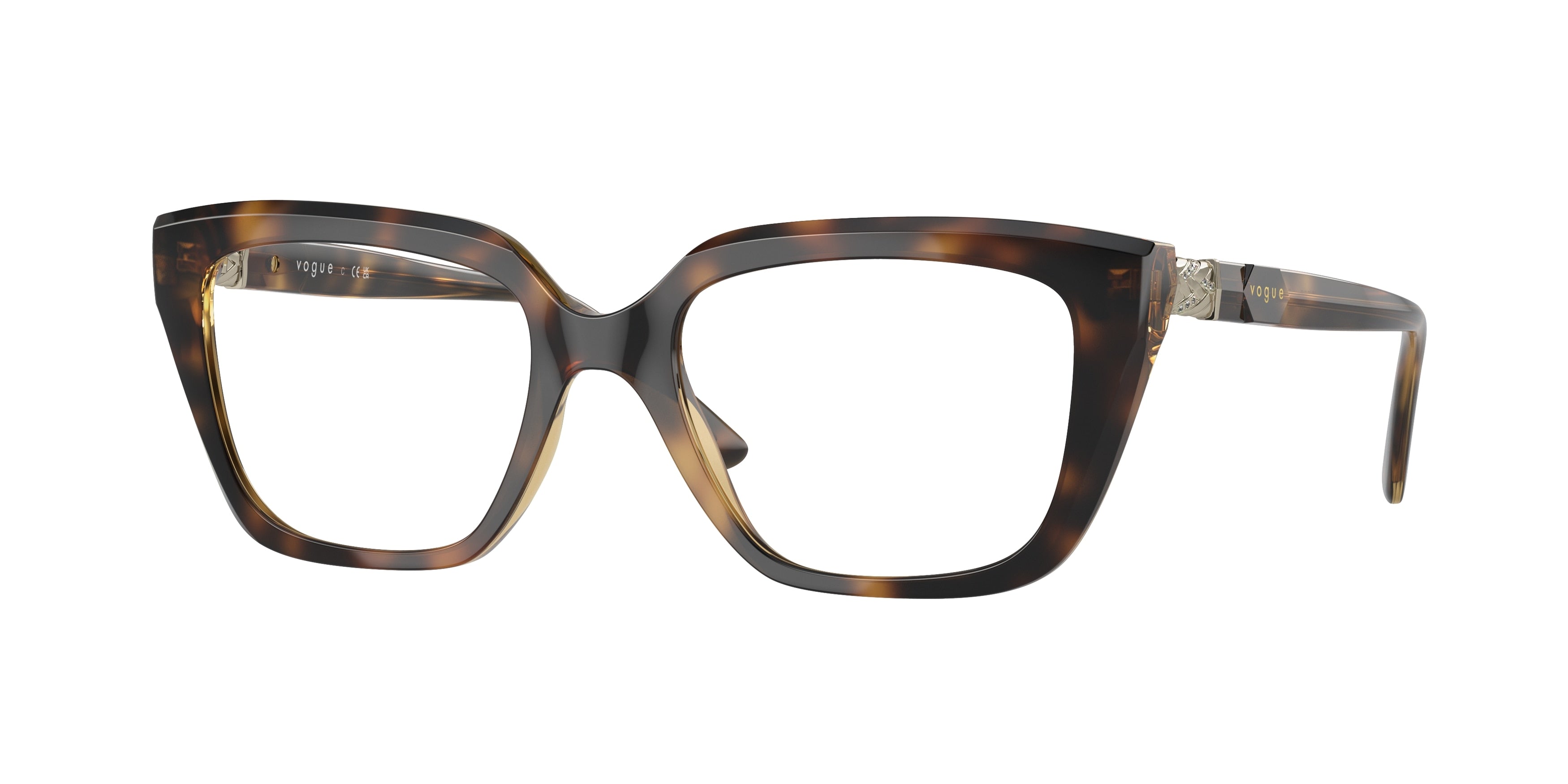 Vogue VO5477B Rectangle Eyeglasses  W656-Dark Havana 52-140-18 - Color Map Brown