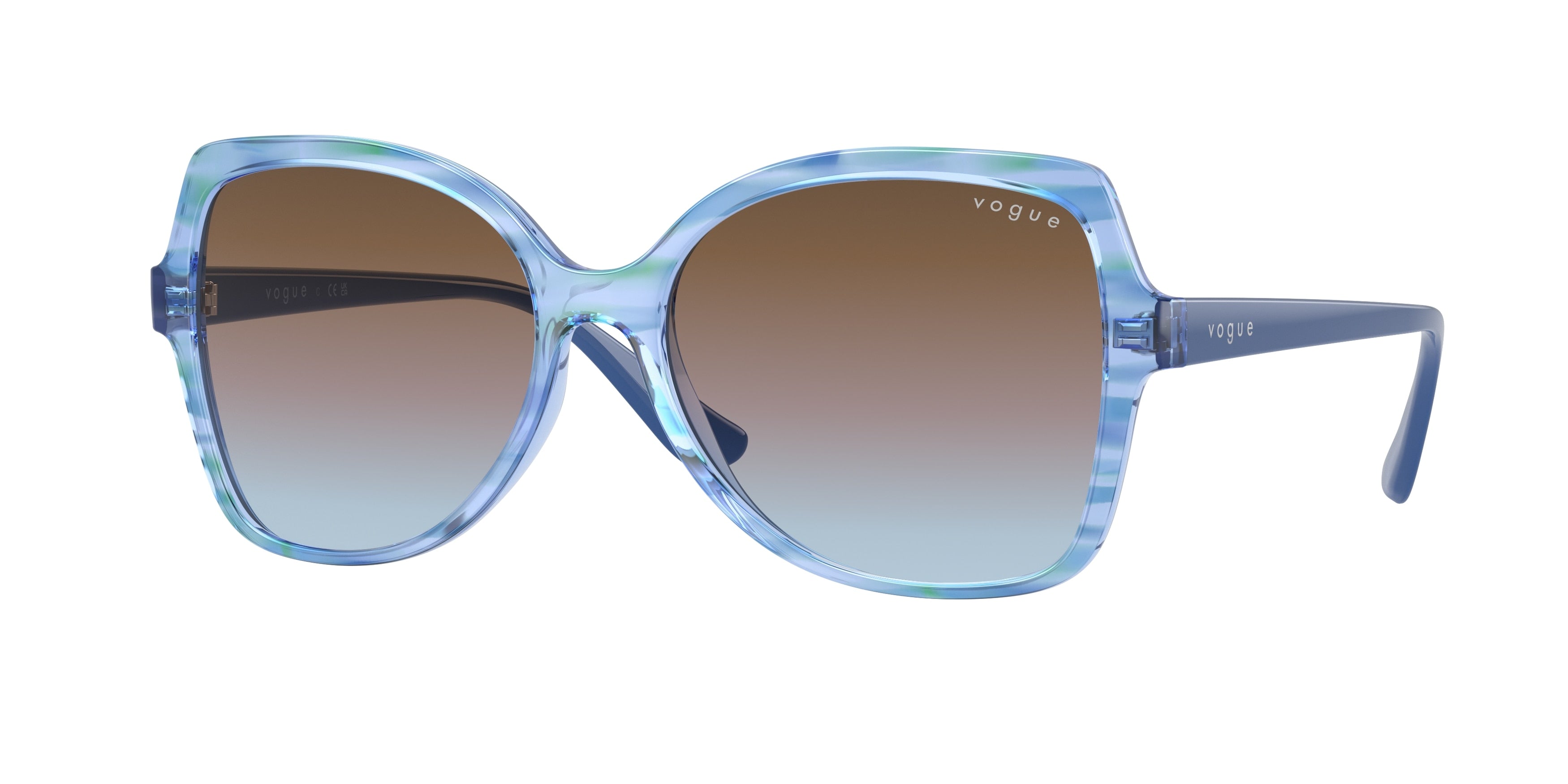 Vogue VO5488S Butterfly Sunglasses  306048-Top Texture Green/Blue 56-140-16 - Color Map Green