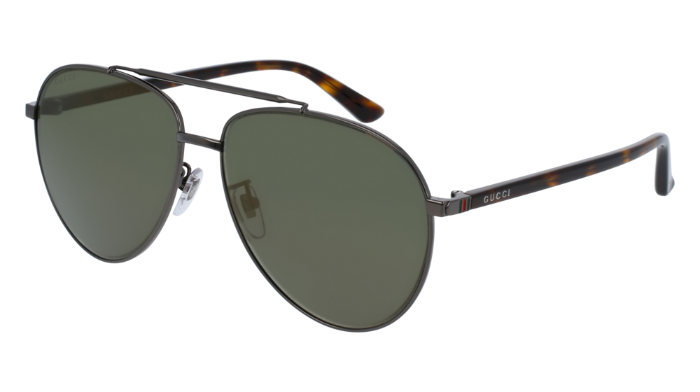 GUCCI GG0043SA AVIATOR Sunglasses For Men  GG0043SA-003 RUTHENIUM HAVANA / GOLD DARK 61-14-145