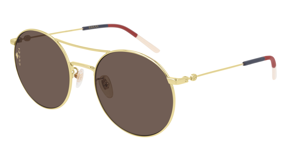 GUCCI GG0680S ROUND / OVAL Sunglasses For Women  GG0680S-003 GOLD GOLD / BROWN SHINY 56-20-145