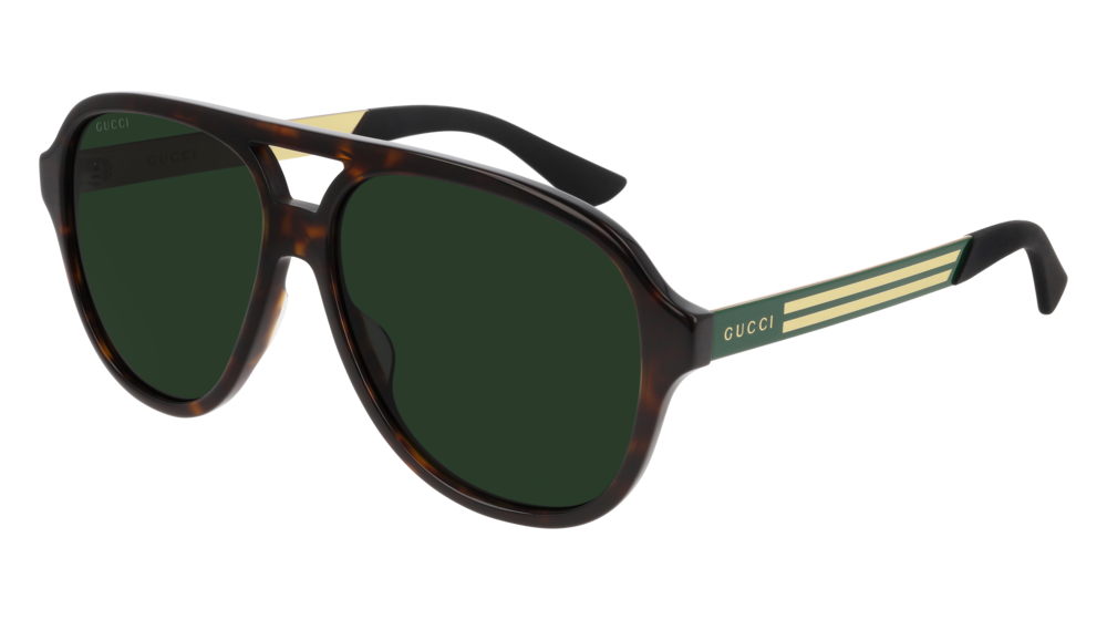 GUCCI GG0688S AVIATOR Sunglasses For Men  GG0688S-003 HAVANA GREEN / GREEN DARK 59-14-145