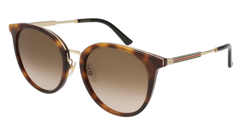 GUCCI GG0204SK ROUND / OVAL Sunglasses For Women  GG0204SK-003 HAVANA GOLD / BROWN GOLD 56-20-150