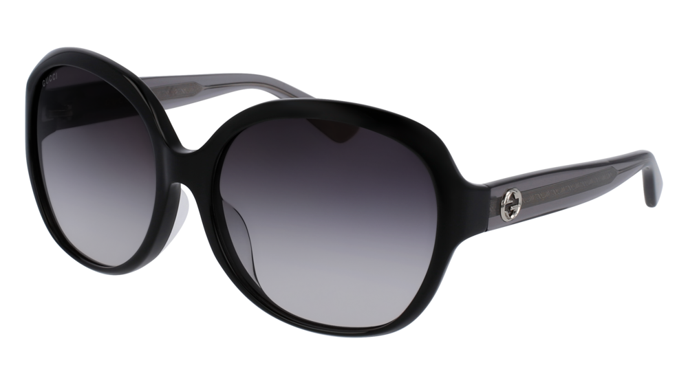 GUCCI GG0080SK ROUND / OVAL Sunglasses For Women  GG0080SK-002 BLACK GREY / GREY SHINY 61-17-130