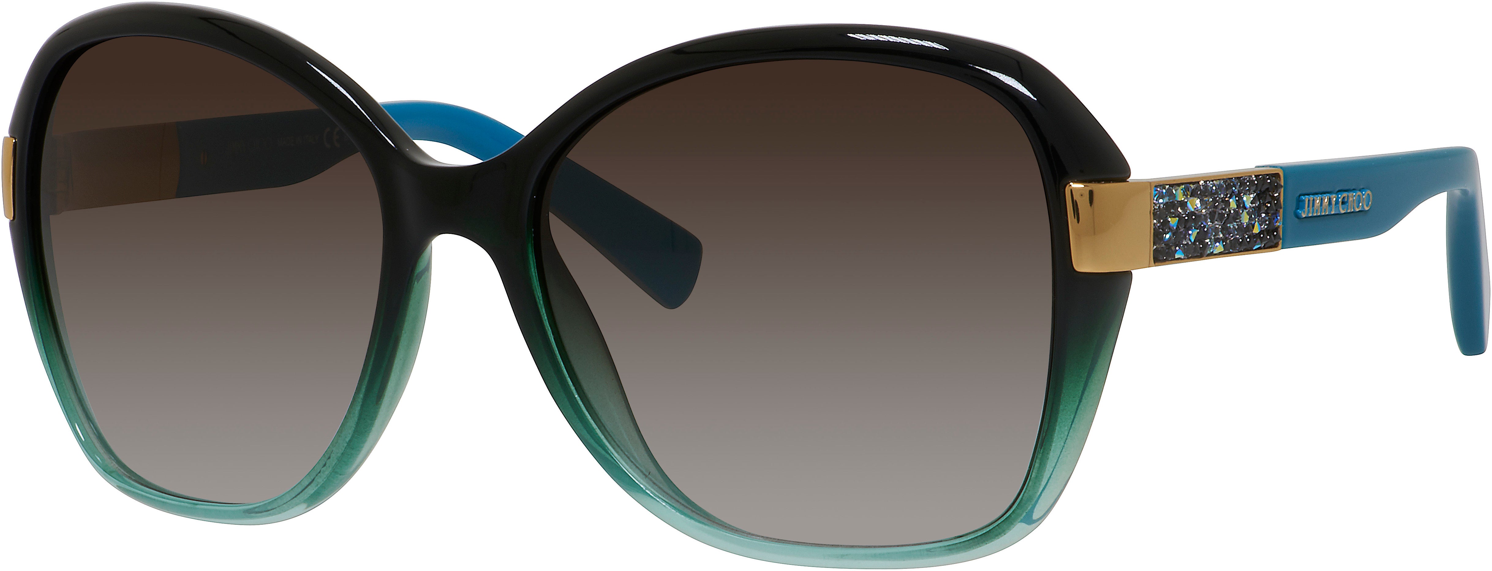 Jimmy Choo Alana/S Rectangular Sunglasses 0EYX-0EYX  Petroleum (IF Brown Gradient Azure)