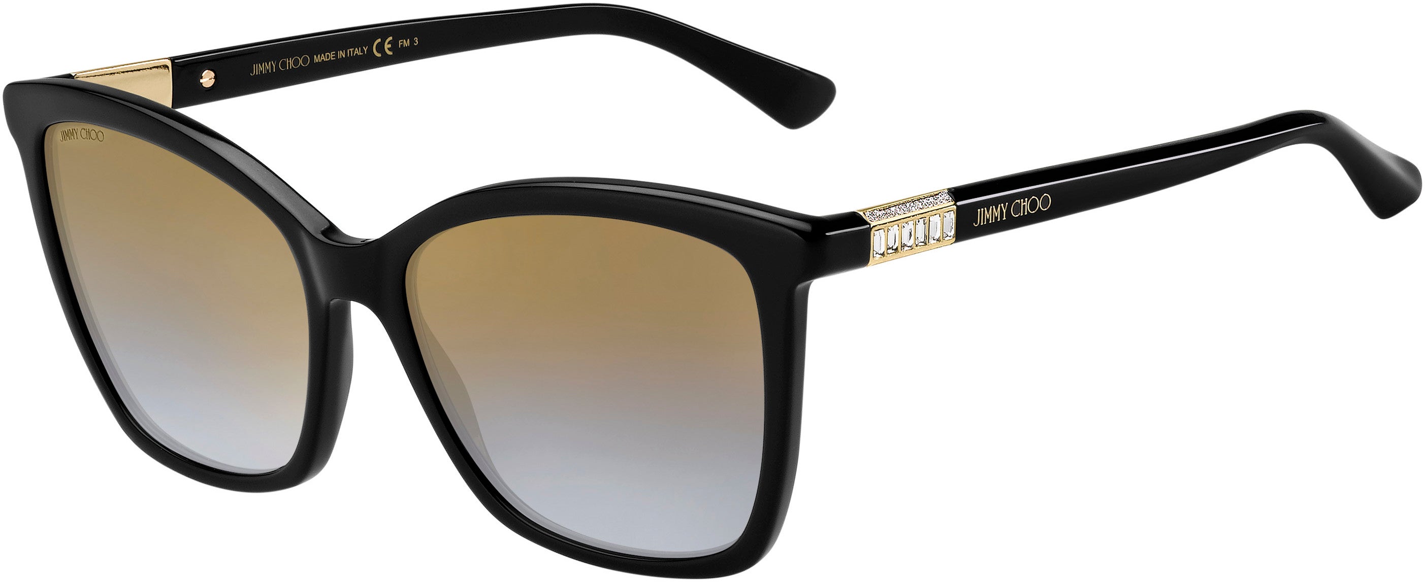 Jimmy Choo Ali/S Rectangular Sunglasses 0807-0807  Black (FQ Gray Sf Gold Sp)