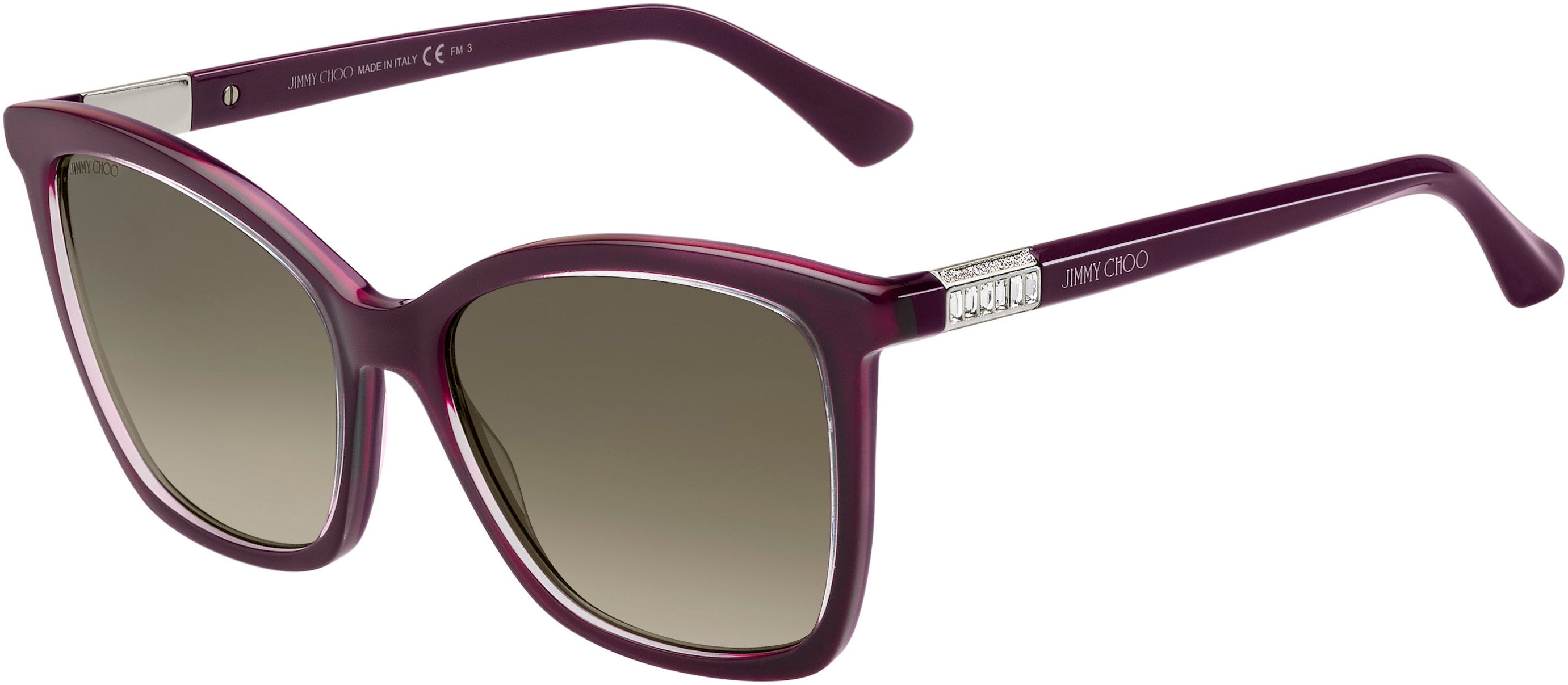 Jimmy Choo Ali/S Rectangular Sunglasses 0LHF-0LHF  Opal Burgundy (HA Brown Gradient)