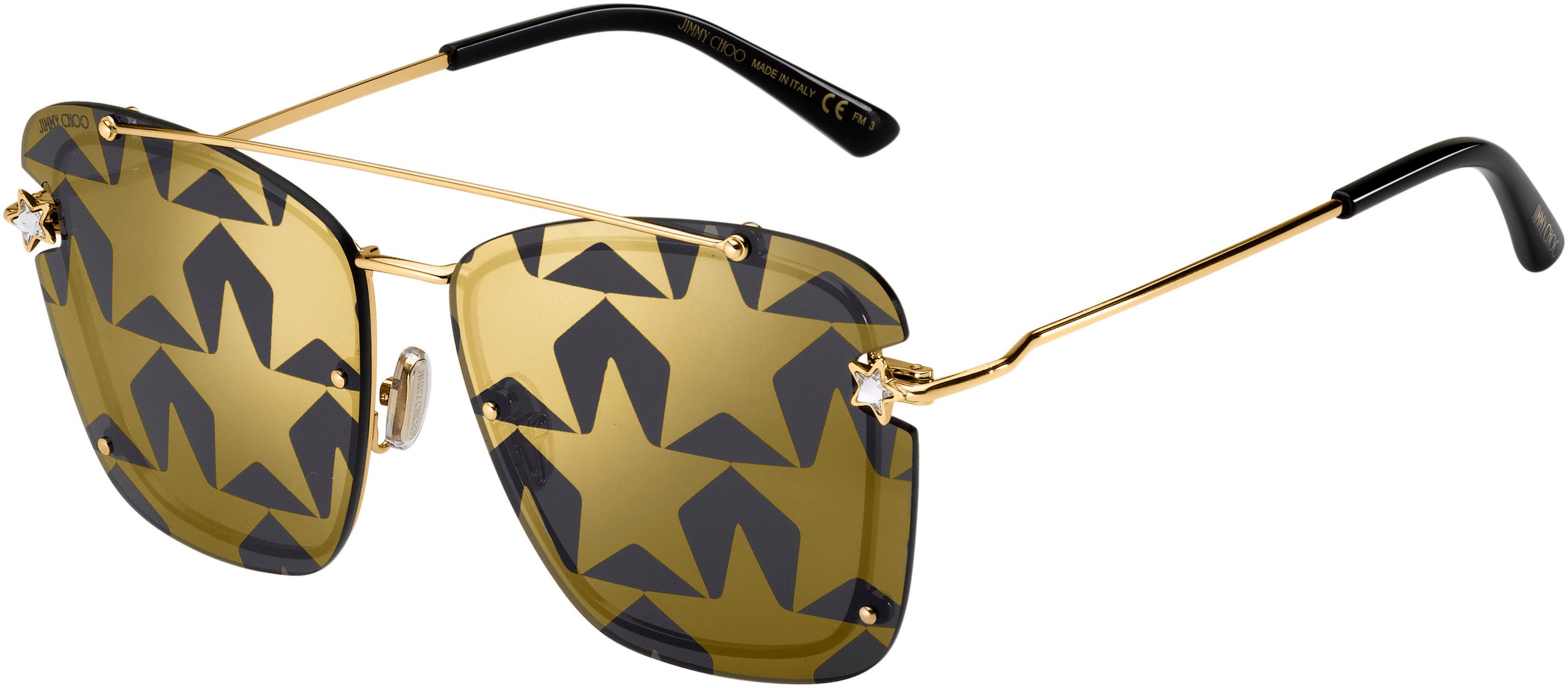 Jimmy Choo Ambra/S Rectangular Sunglasses 0J5G-0J5G  Gold (7Y Gold Decor)