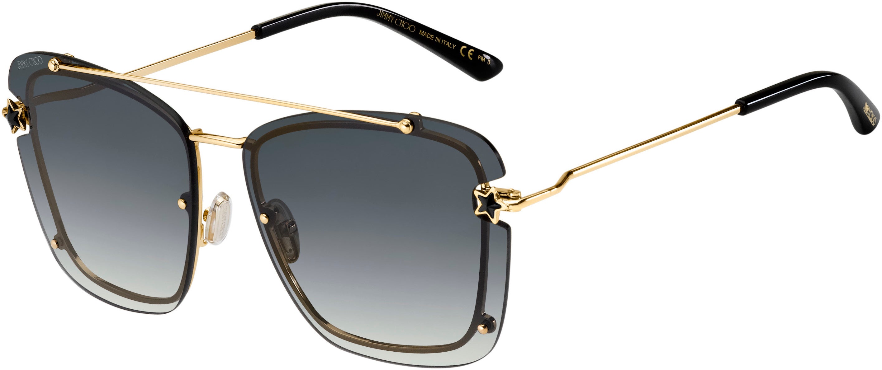 Jimmy Choo Ambra/S Rectangular Sunglasses 0J5G-0J5G  Gold (9O Dark Gray Gradient)