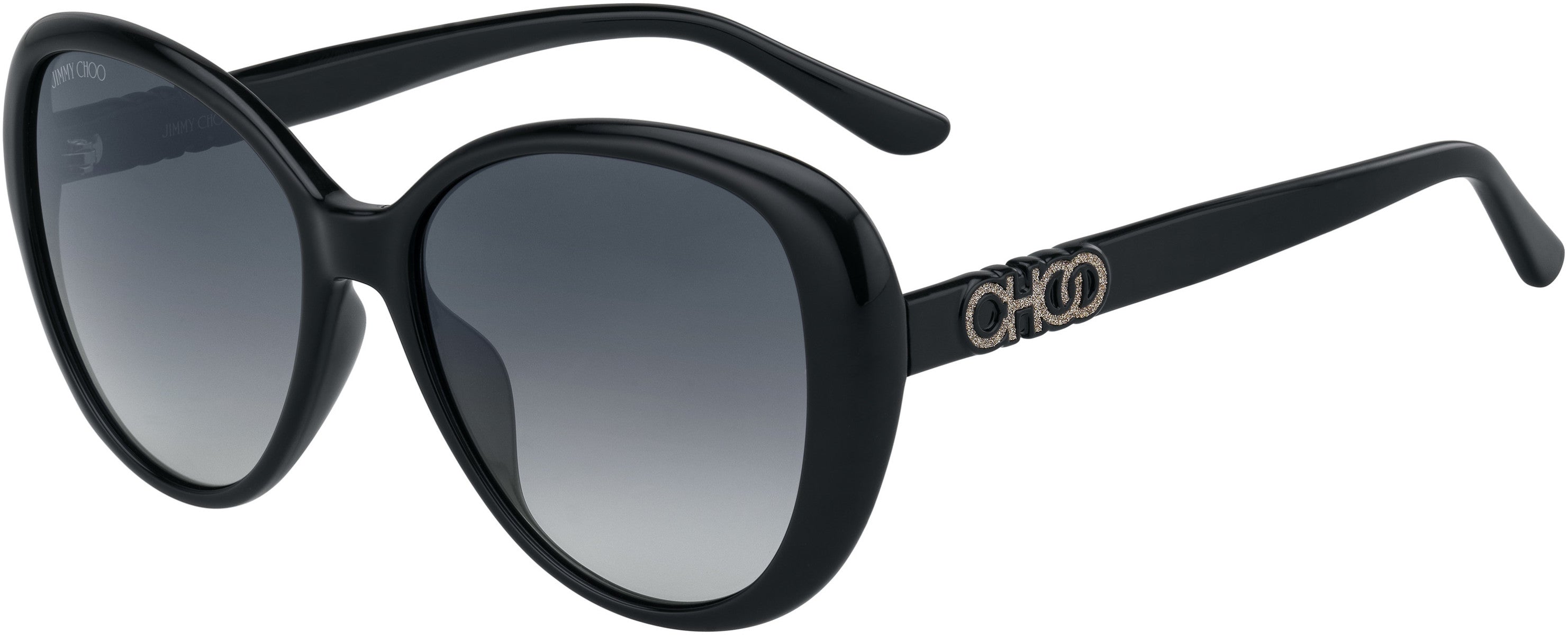 Jimmy Choo Amira/G/S Oval Modified Sunglasses 0807-0807  Black (9O Dark Gray Gradient)