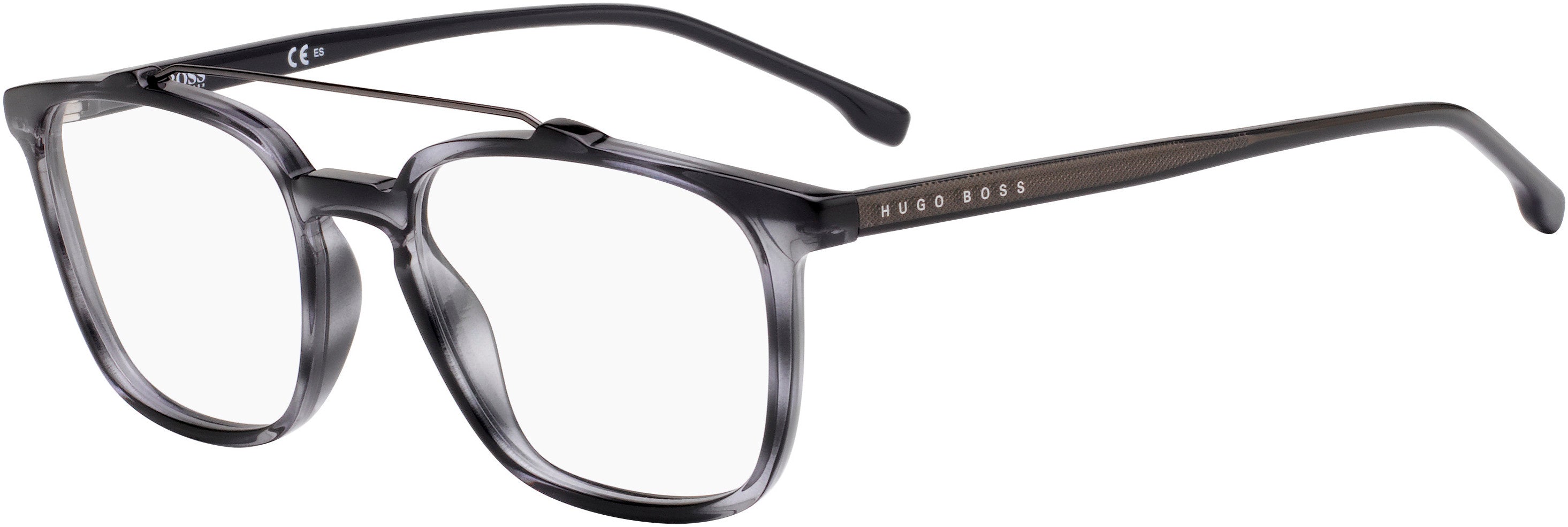 Boss (hub) Boss 1049 Rectangular Eyeglasses 02W8-02W8  Gray Horn (00 Demo Lens)