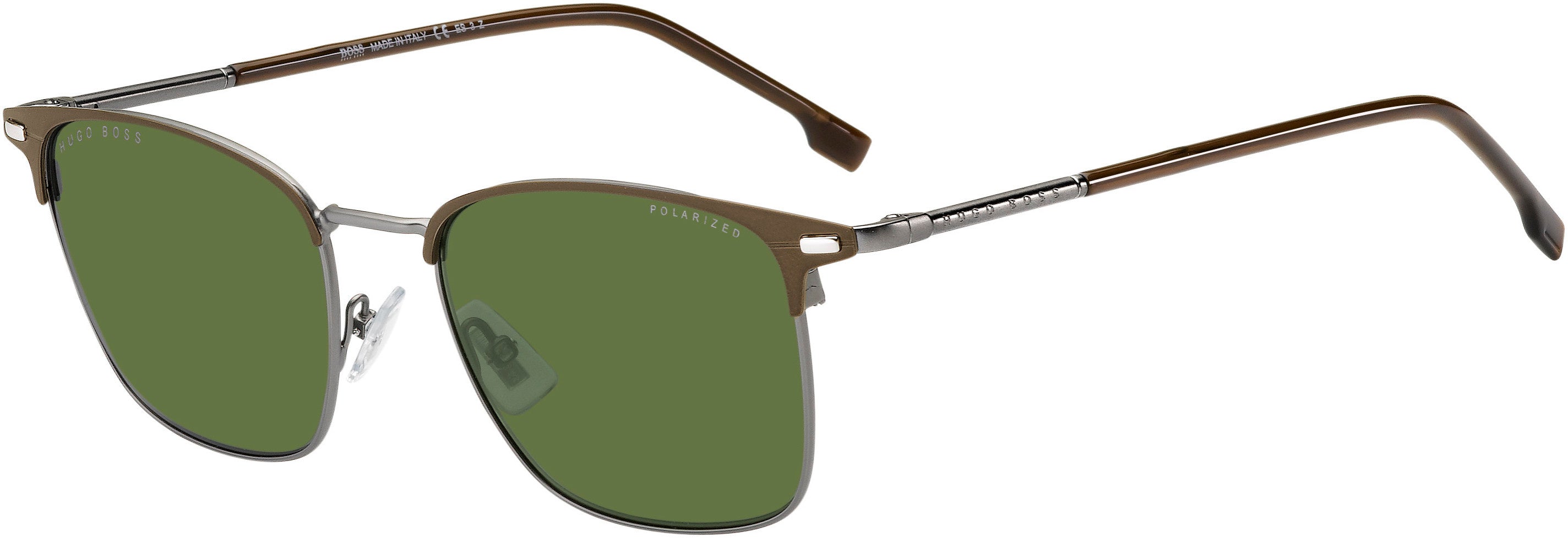 Boss (hub) Boss 1122/U/S Browline Sunglasses 0YZ4-0YZ4  Matte Brown (UC Green Polarized)