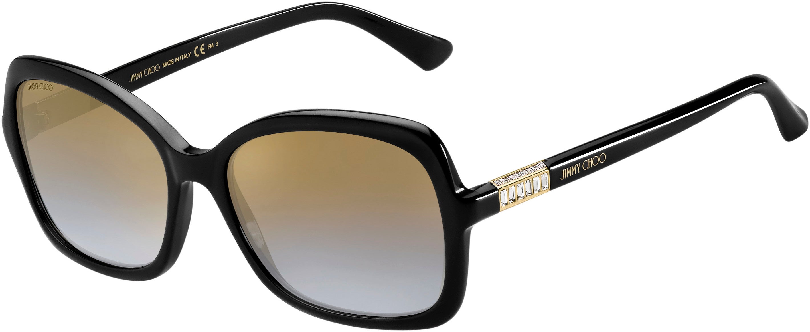 Jimmy Choo Bett/S Rectangular Sunglasses 0807-0807  Black (FQ Gray Sf Gold Sp)