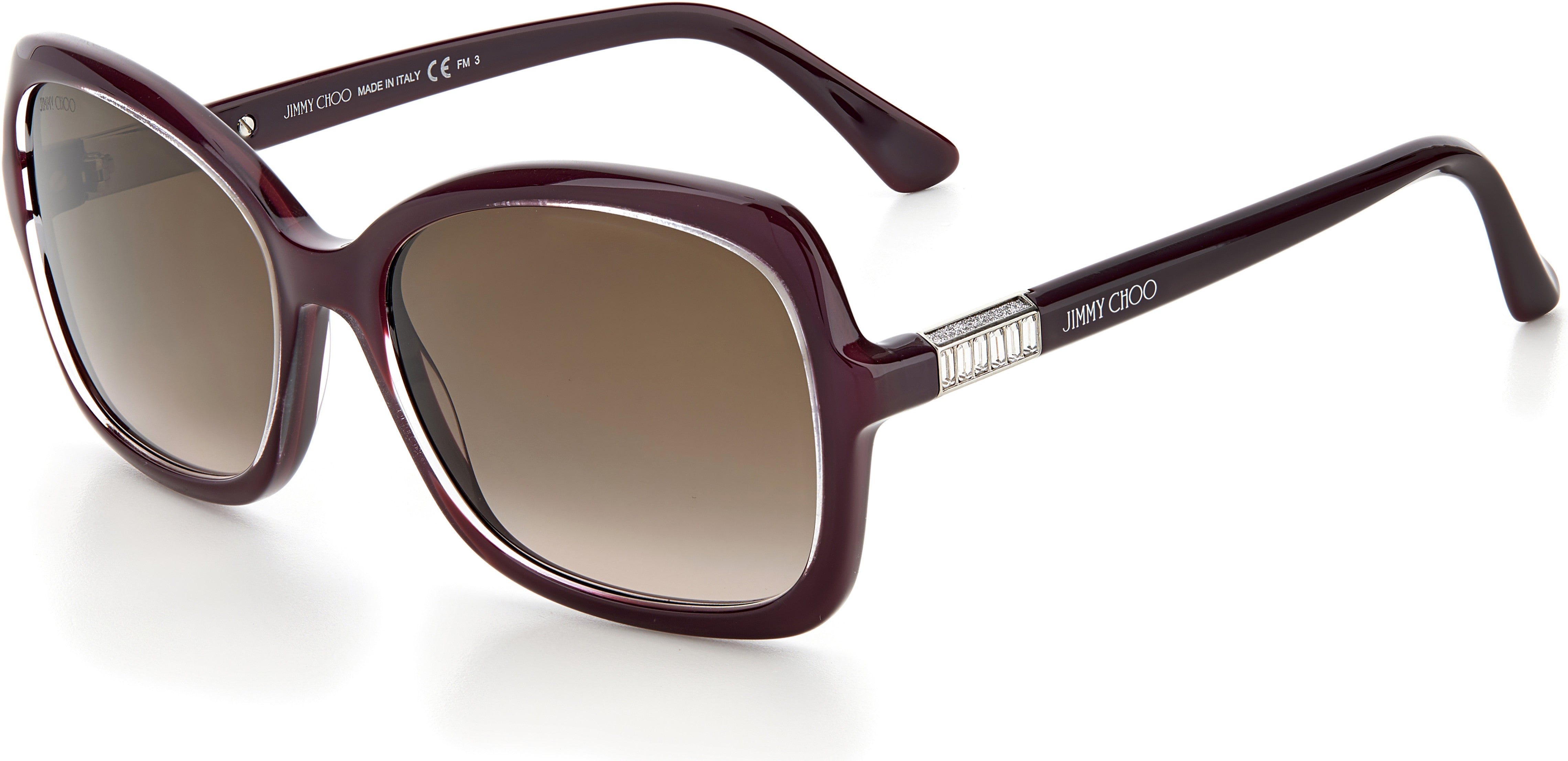 Jimmy Choo Bett/S Rectangular Sunglasses 0LHF-0LHF  Opal Burgundy (HA Brown Gradient)