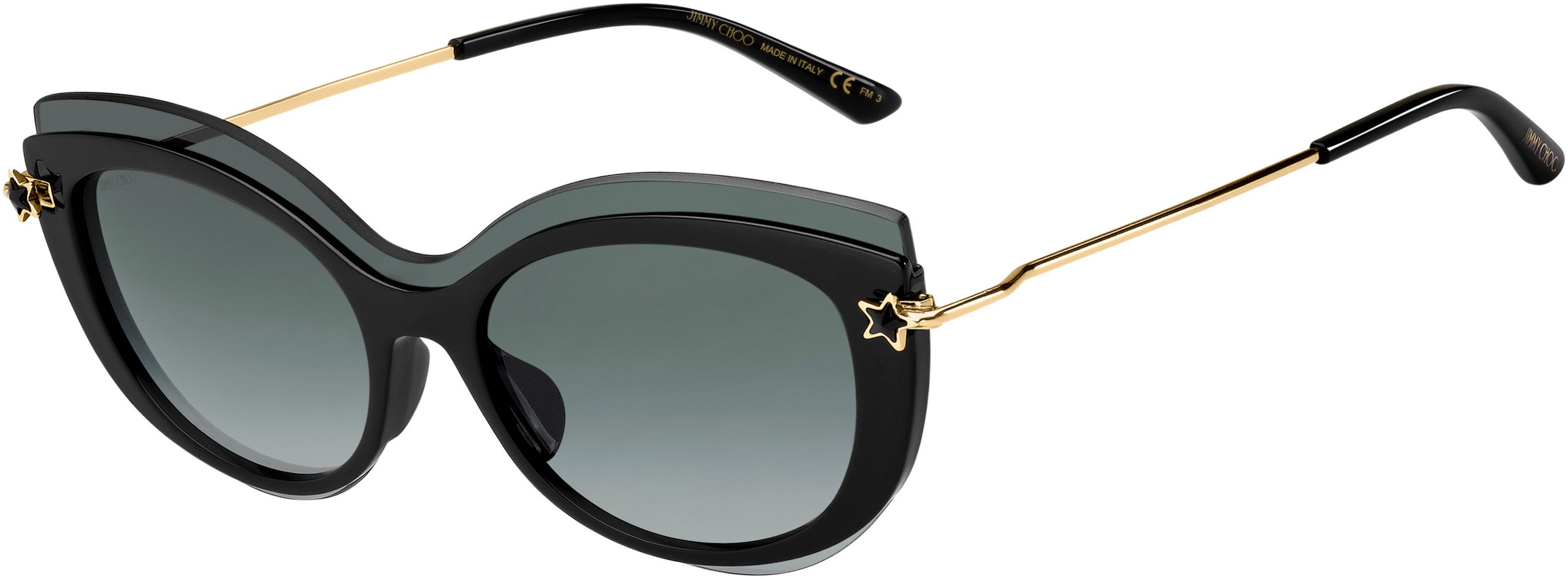 Jimmy Choo Clea/G/S Cat Eye/butterfly Sunglasses 0807-0807  Black (9O Dark Gray Gradient)