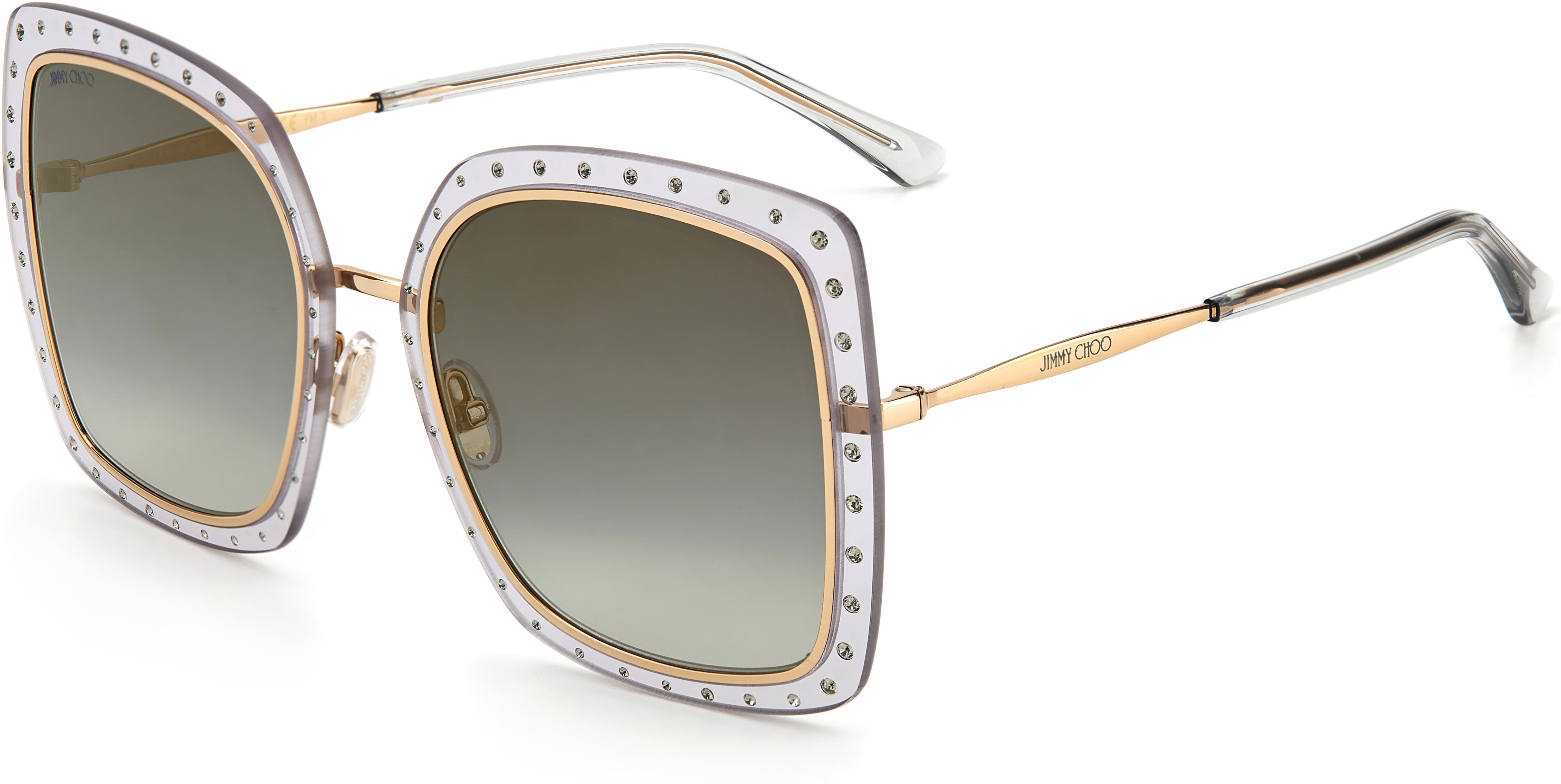 Jimmy Choo Dany/S Square Sunglasses 0FT3-0FT3  Gray Gold (FQ Gray Sf Gold Sp)