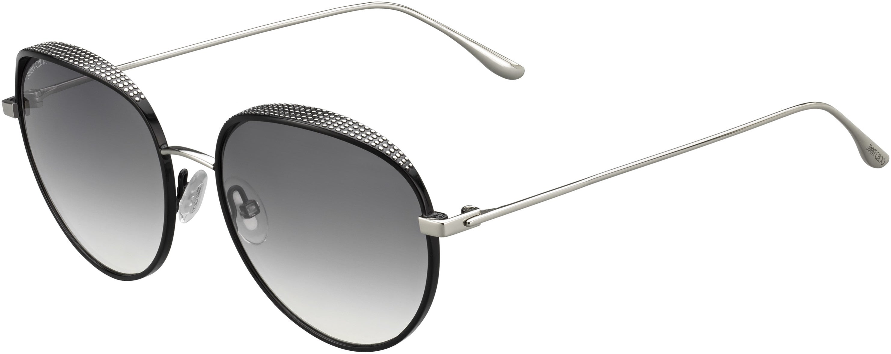 Jimmy Choo Ello/S Tea Cup Sunglasses 0JIN-0JIN  Black Palladium (IC Gray Mirror Shaded Silver)