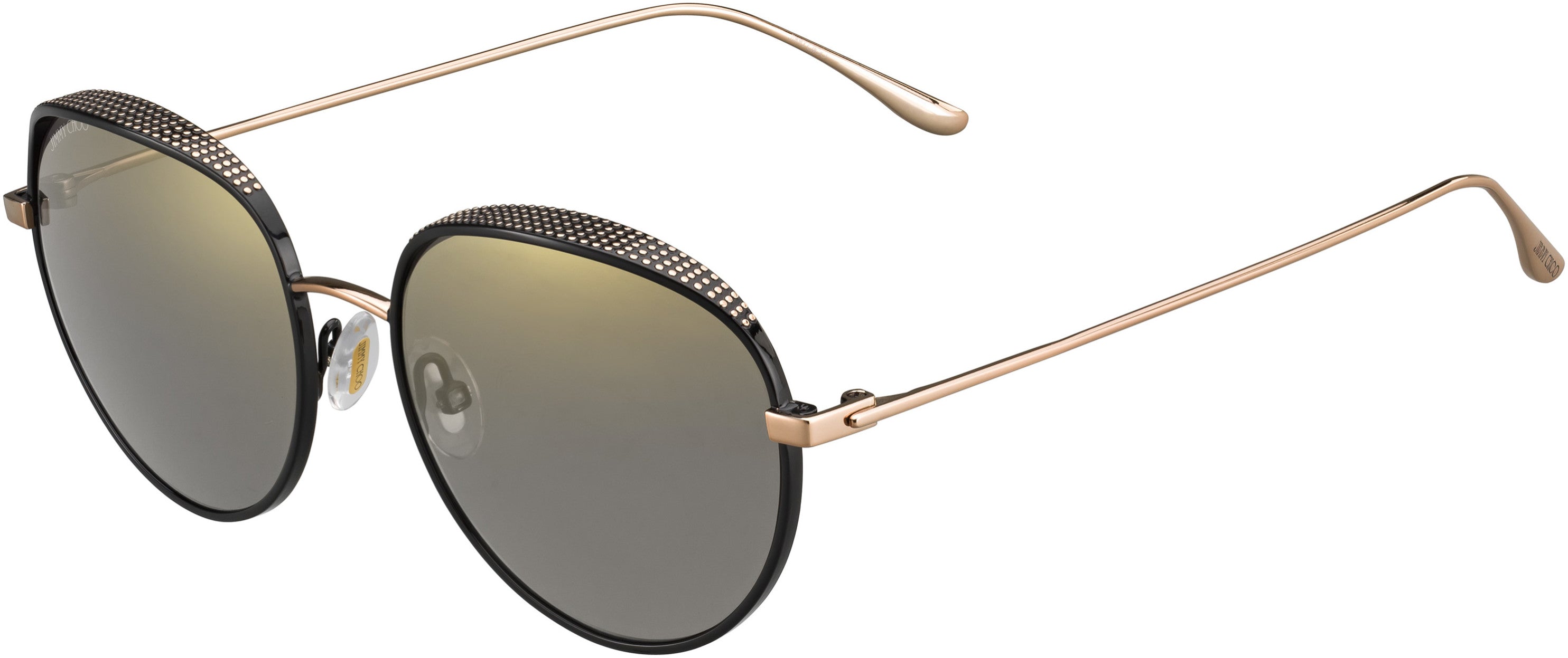 Jimmy Choo Ello/S Tea Cup Sunglasses 0PL0-0PL0  Black Gold Copper (HJ Gunmetal Mirror)