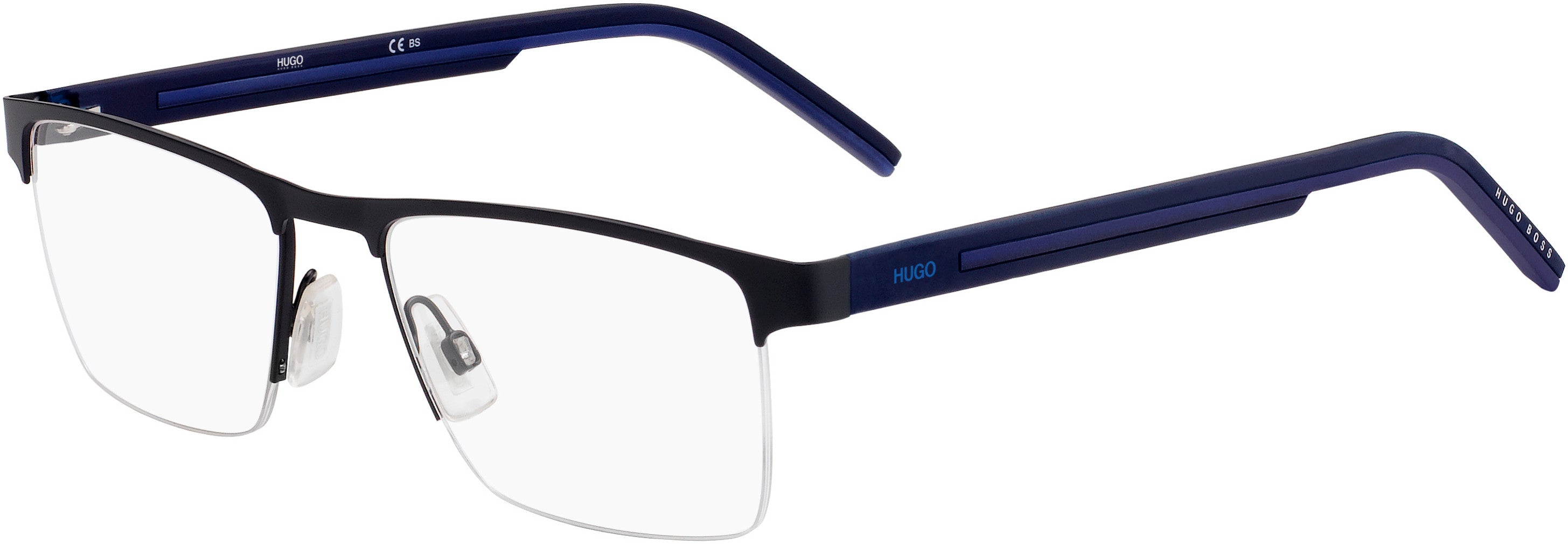 Hugo (hug) Hugo 1066 Rectangular Eyeglasses 0FLL-0FLL  Matte Blue (00 Demo Lens)