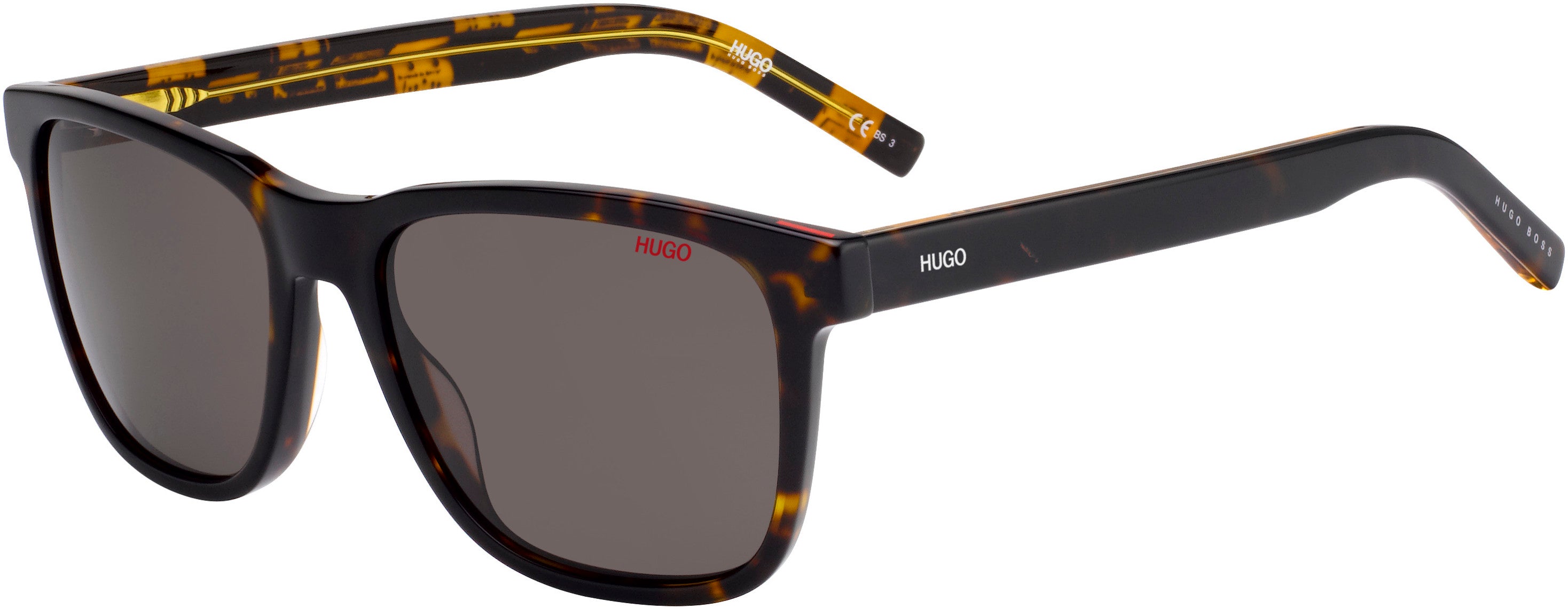 Hugo (hug) Hugo 1073/S Rectangular Sunglasses 0TBB-0TBB  Havana Pattern Yellow (70 Brown)