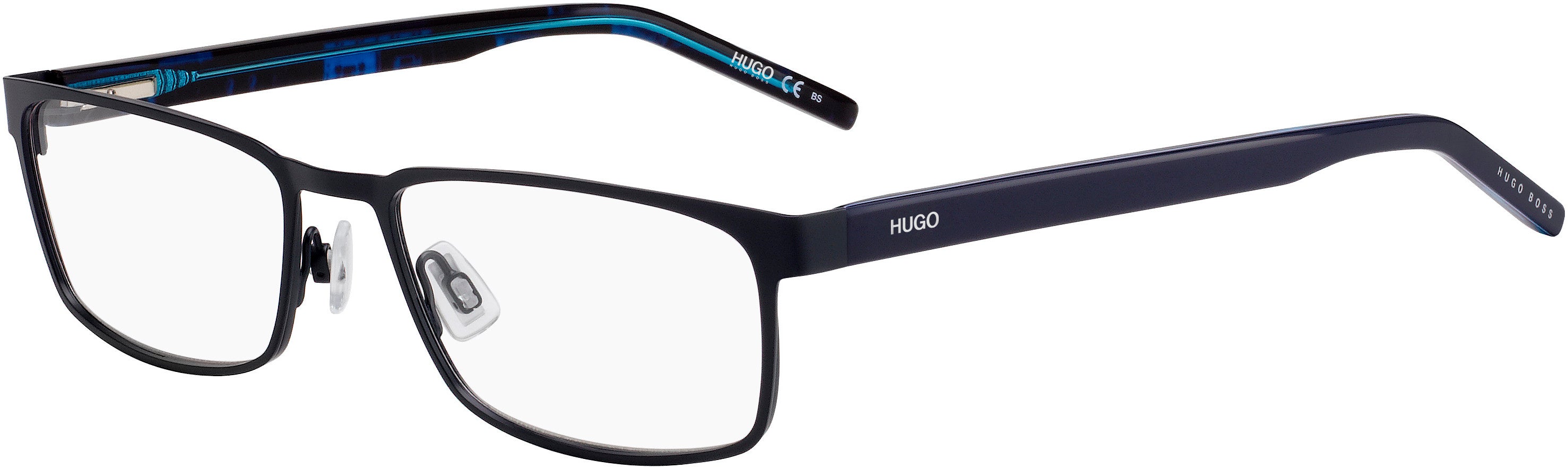 Hugo (hug) Hugo 1075 Rectangular Eyeglasses 0FLL-0FLL  Matte Blue (00 Demo Lens)