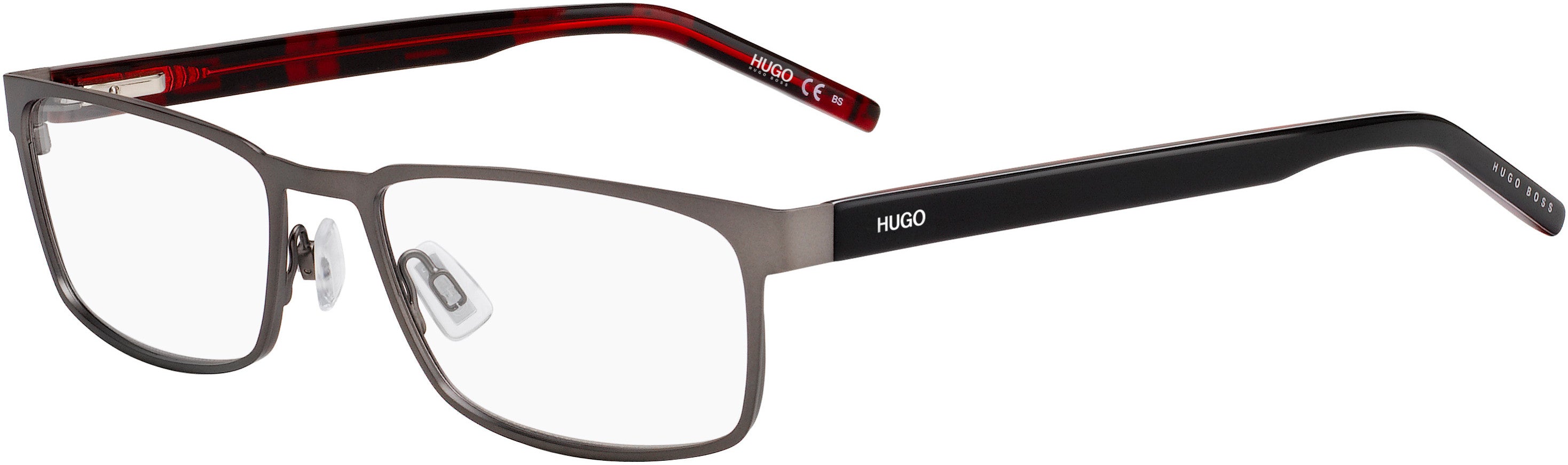 Hugo (hug) Hugo 1075 Rectangular Eyeglasses 0R80-0R80  Semi Matte Dark Ruthenium (00 Demo Lens)