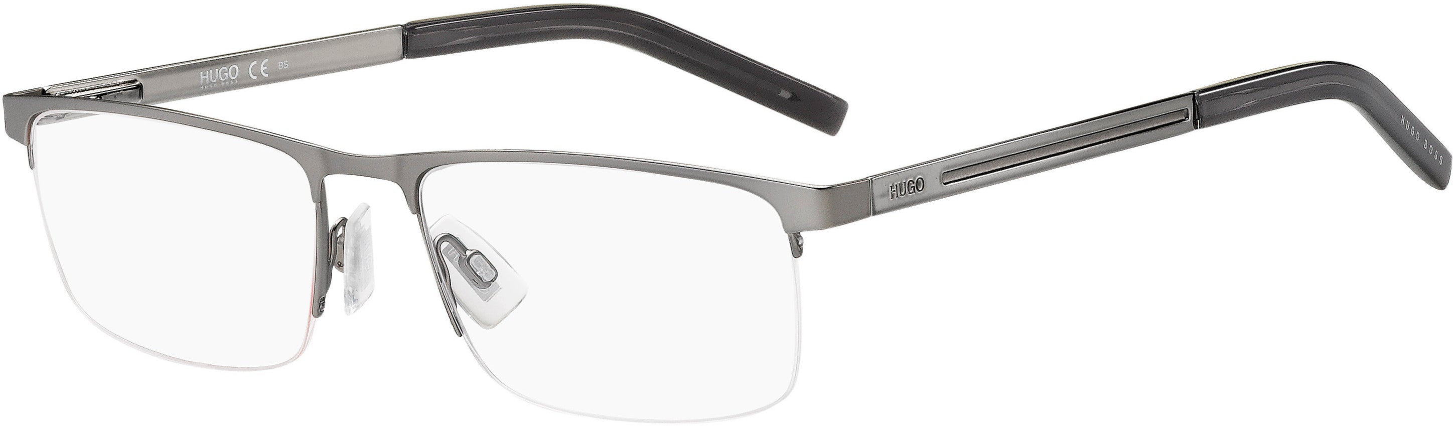 Hugo (hug) Hugo 1117 Square Eyeglasses 0R80-0R80  Semi Matte Dark Ruthenium (00 Demo Lens)