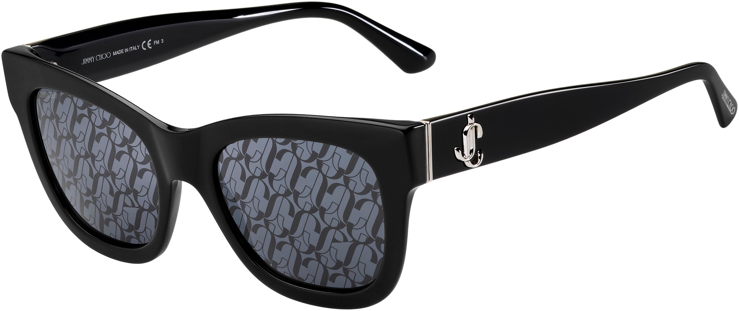 Jimmy Choo Jan/S Rectangular Sunglasses 0807-0807  Black (MD Silver Gray Dec)