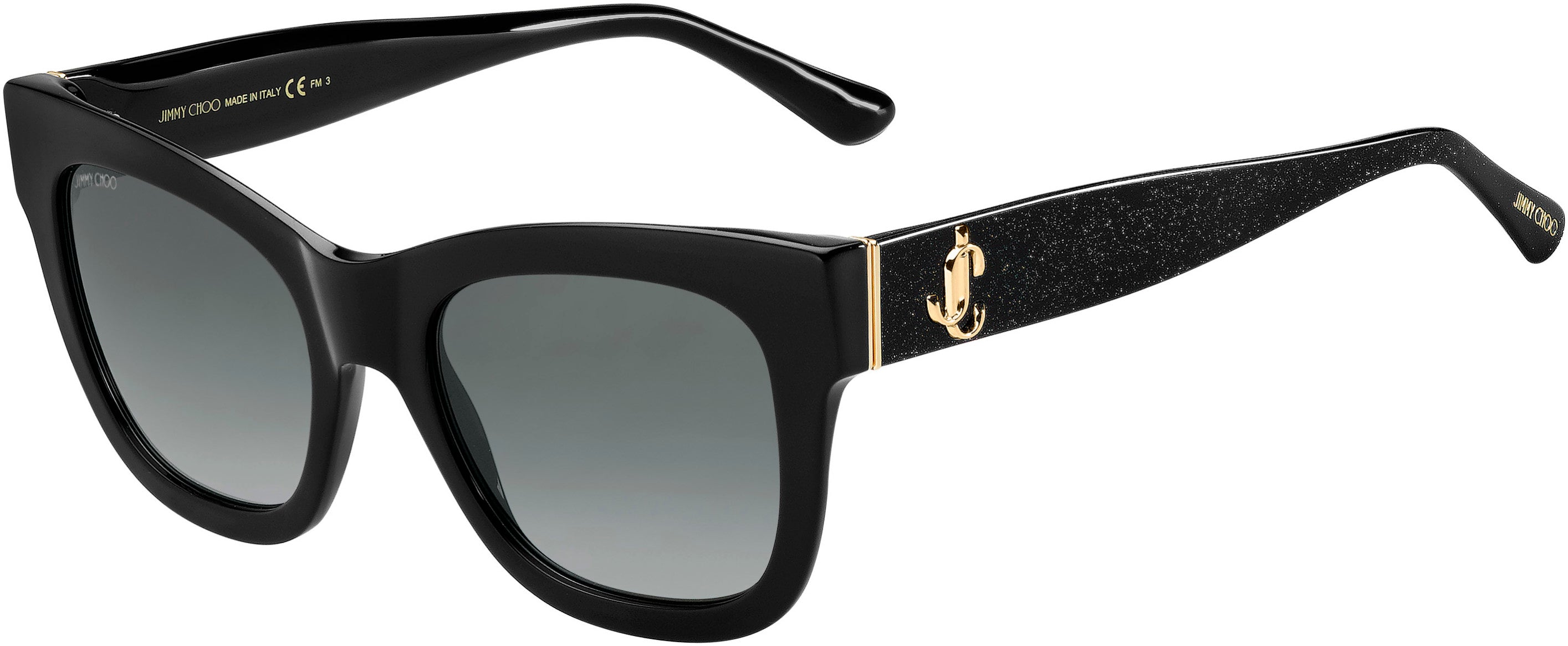 Jimmy Choo Jan/S Rectangular Sunglasses 0DXF-0DXF  Black Glitter Gold (9O Dark Gray Gradient)