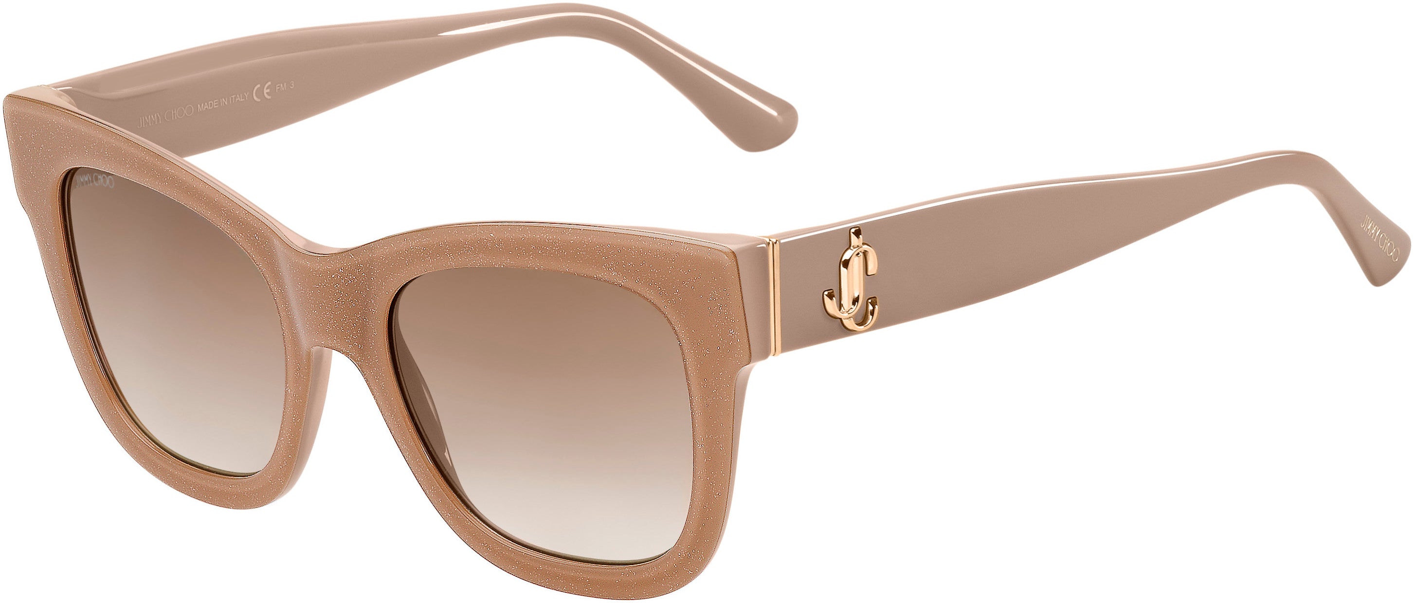 Jimmy Choo Jan/S Rectangular Sunglasses 0KON-0KON  Nude Glitter (HA Brown Gradient)