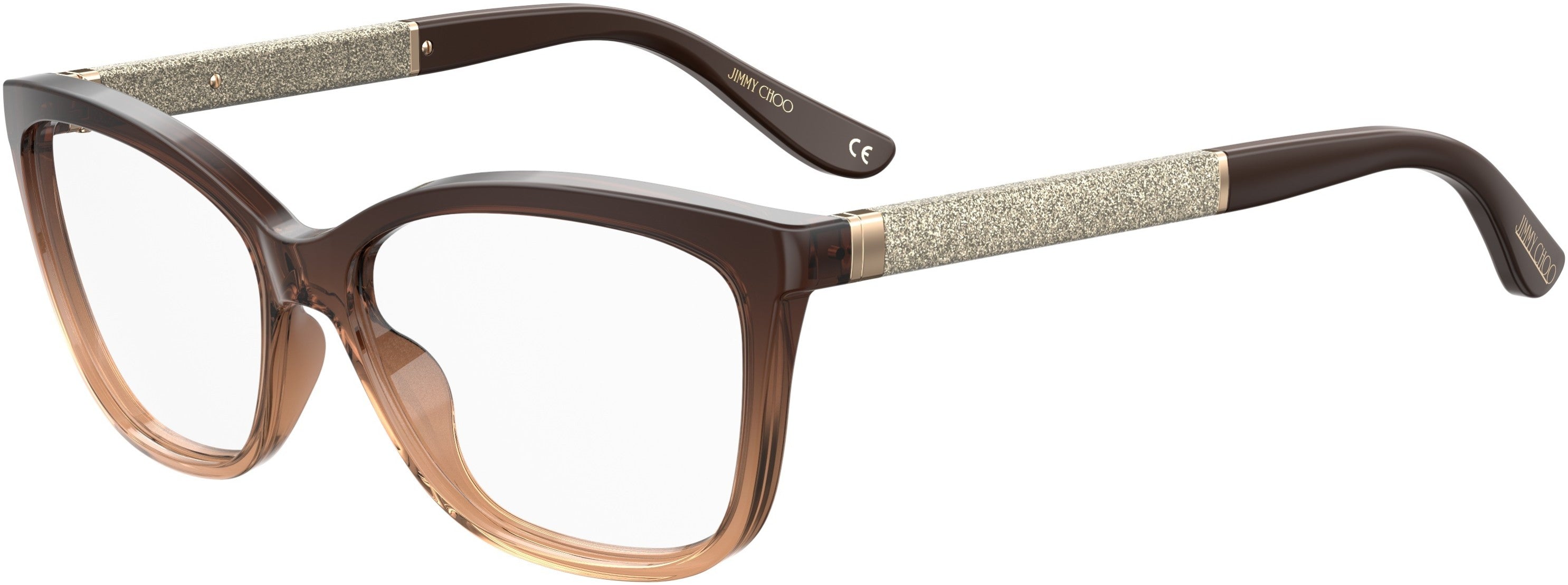  Jimmy Choo 105 Rectangular Eyeglasses 06OX-06OX  Brown Beige Shaded Brown (00 Demo Lens)