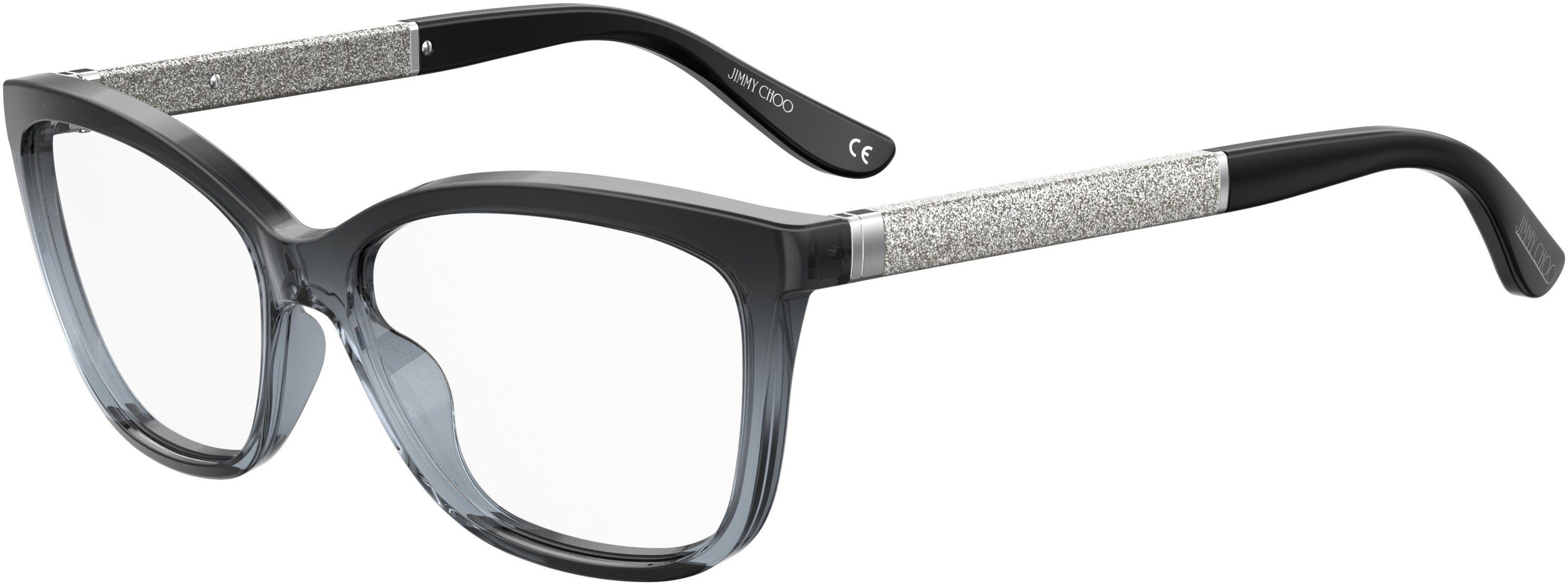  Jimmy Choo 105 Rectangular Eyeglasses 0U76-0U76  Black Transparent Gray Marut (00 Demo Lens)