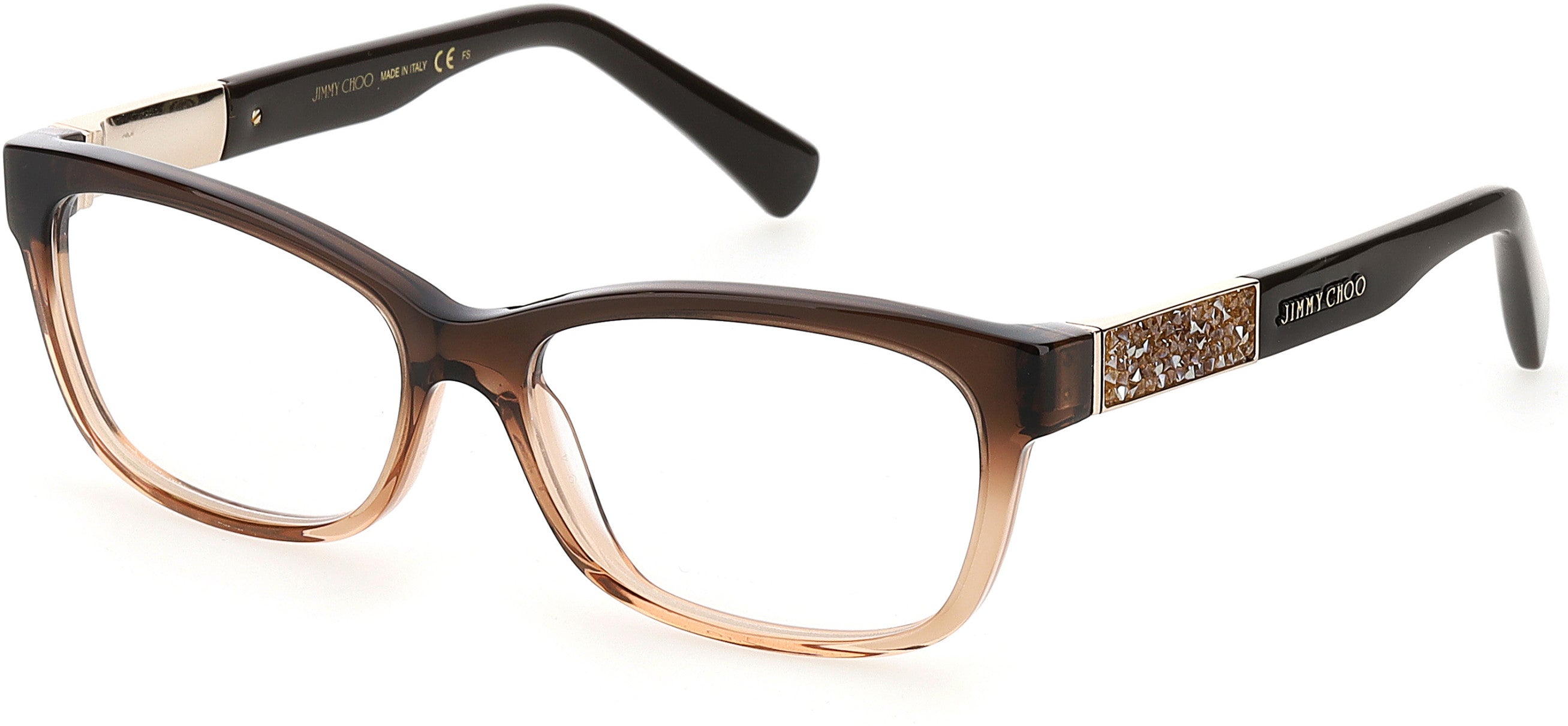  Jimmy Choo 110 Rectangular Eyeglasses 06OX-06OX  Brown Beige Shaded Brown (00 Demo Lens)