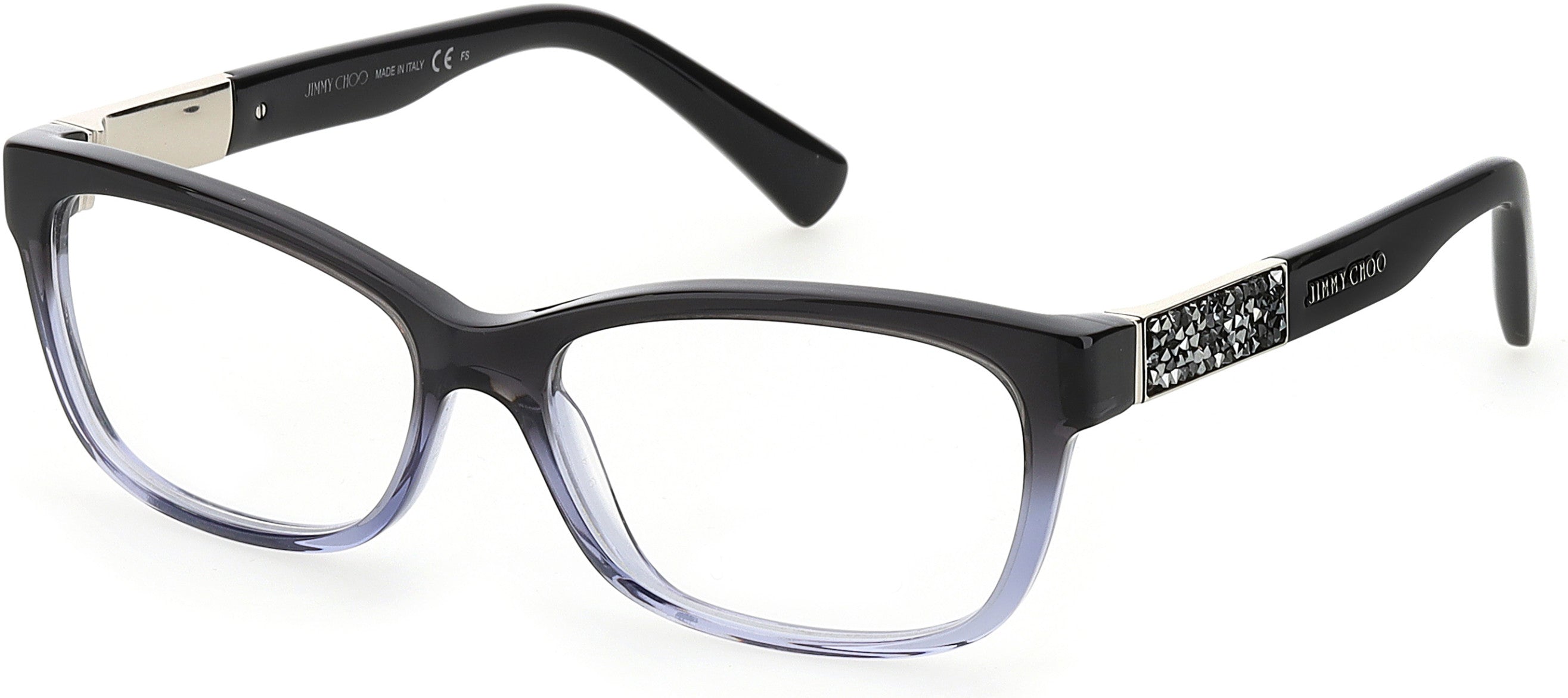  Jimmy Choo 110 Rectangular Eyeglasses 0U76-0U76  Black Transparent Gray Marut (00 Demo Lens)