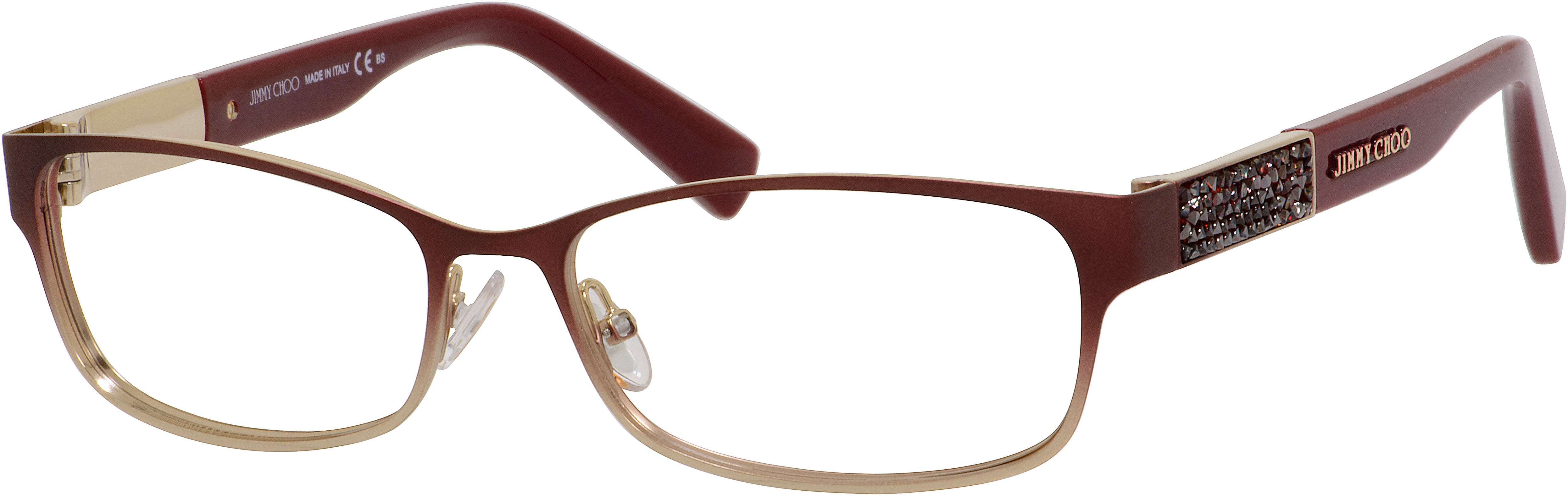  Jimmy Choo 124 Rectangular Eyeglasses 0VUS-0VUS  Semi Matte Red (00 Demo Lens)