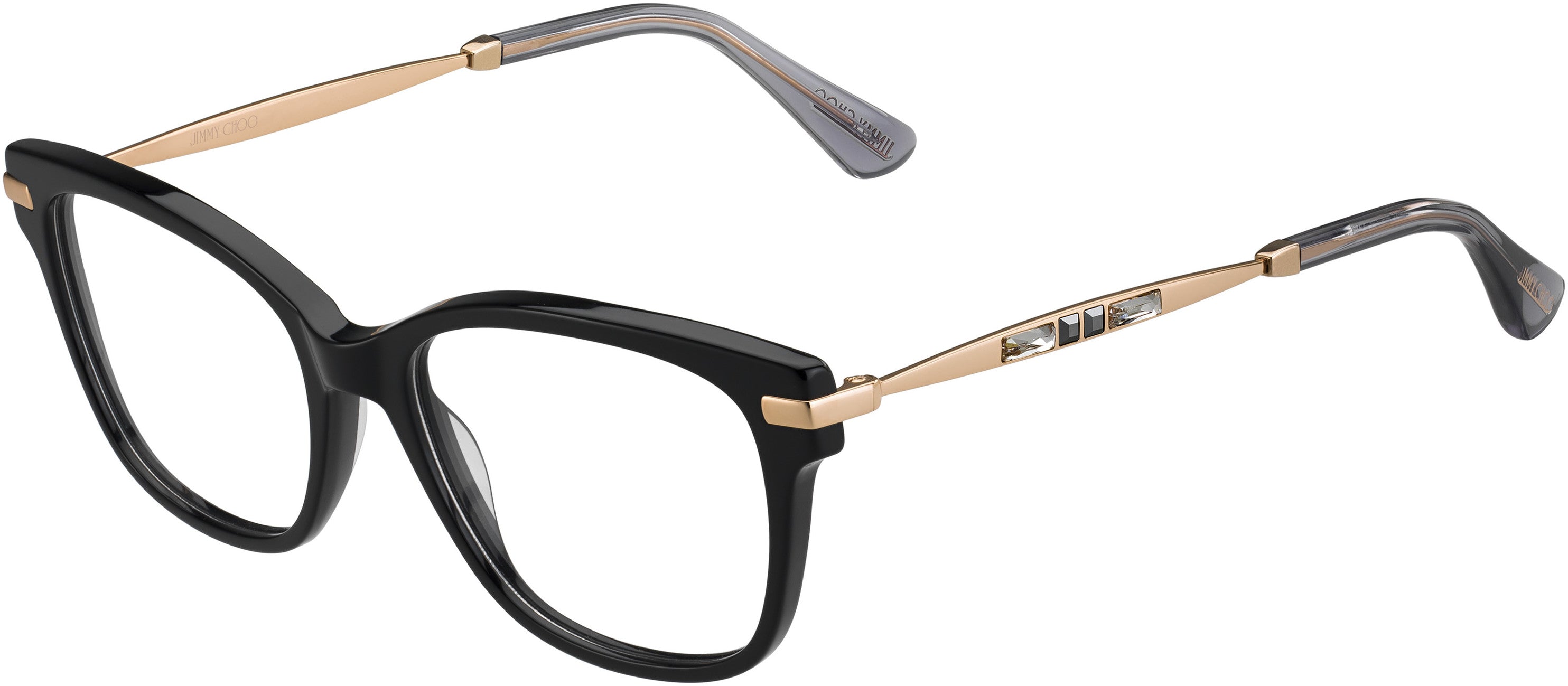  Jimmy Choo 181 Square Eyeglasses 006K-006K  Black Gold Cop (00 Demo Lens)