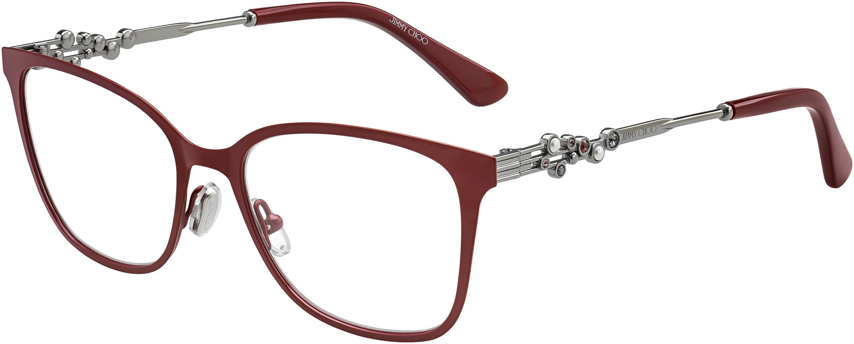  Jimmy Choo 212 Square Eyeglasses 0LHF-0LHF  Opal Burgundy (00 Demo Lens)