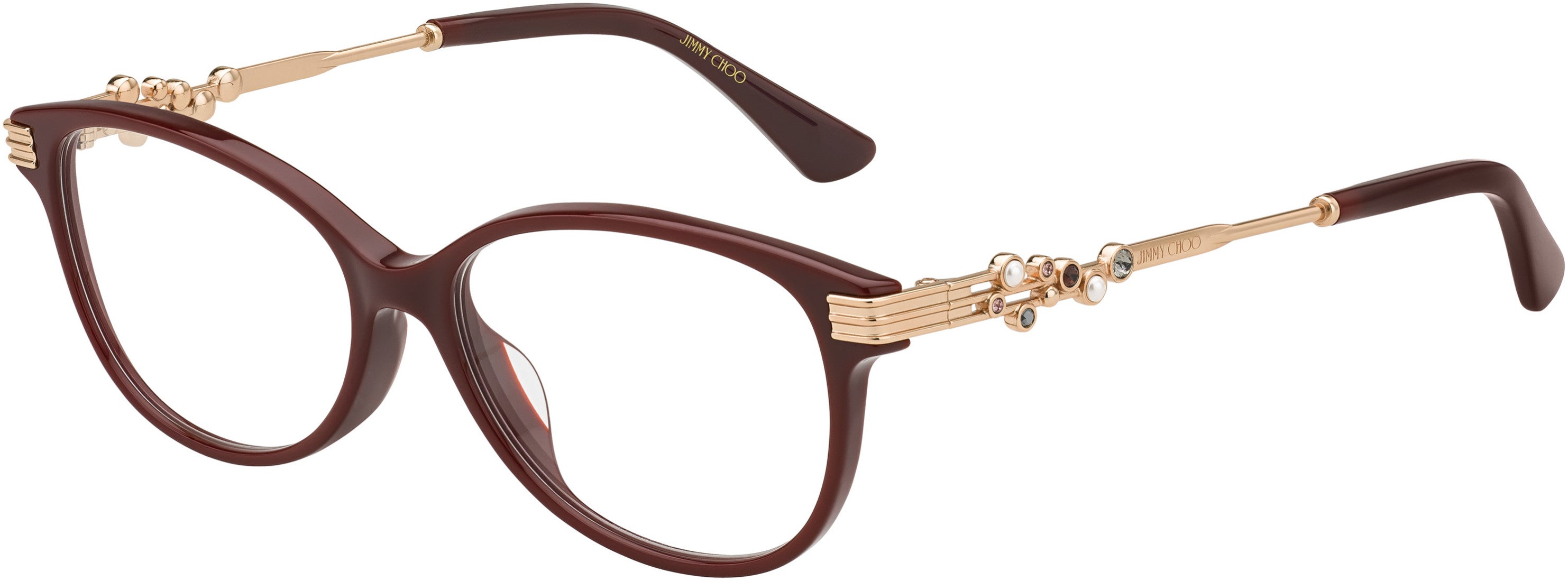  Jimmy Choo 221/F Square Eyeglasses 0LHF-0LHF  Opal Burgundy (00 Demo Lens)