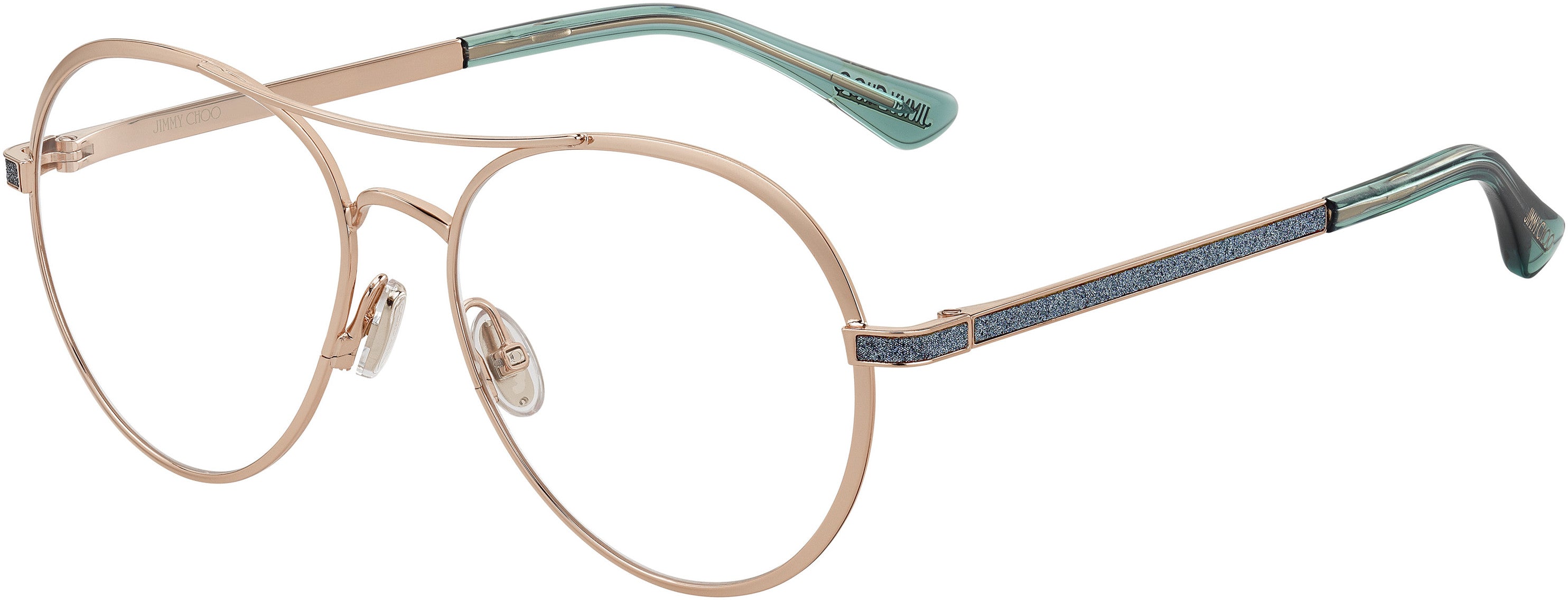  Jimmy Choo 244 Oval Modified Eyeglasses 0OGA-0OGA  Gold Teal (00 Demo Lens)