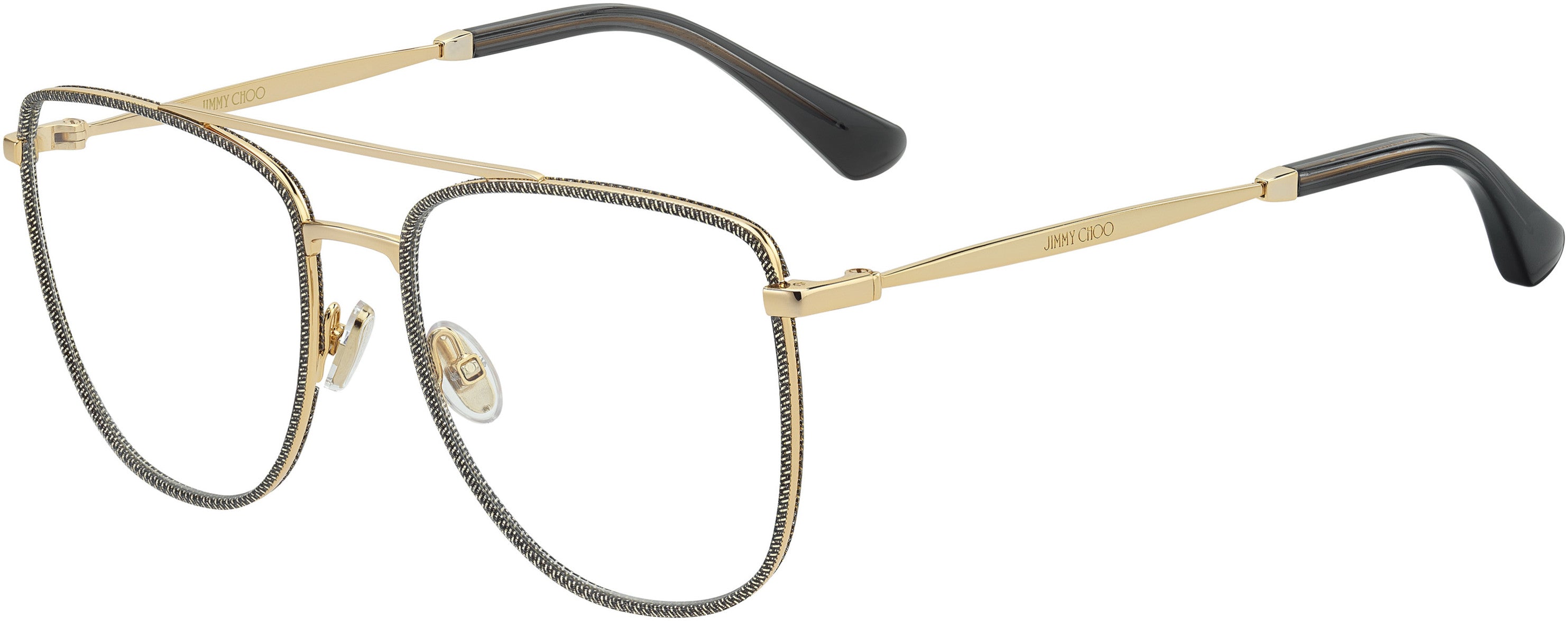  Jimmy Choo 250 Rectangular Eyeglasses 0W8Q-0W8Q  Gold Glitter Gray (00 Demo Lens)