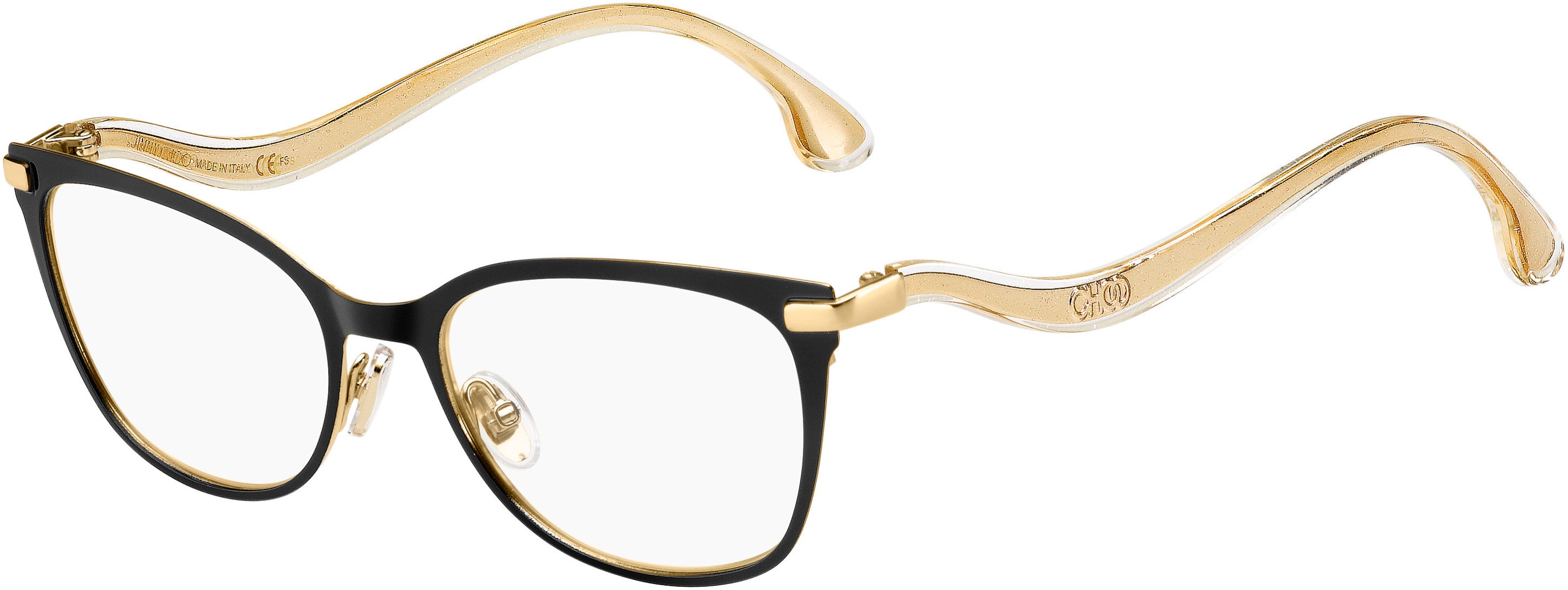  Jimmy Choo 256 Cat Eye/butterfly Eyeglasses 02M2-02M2  Black Gold (00 Demo Lens)