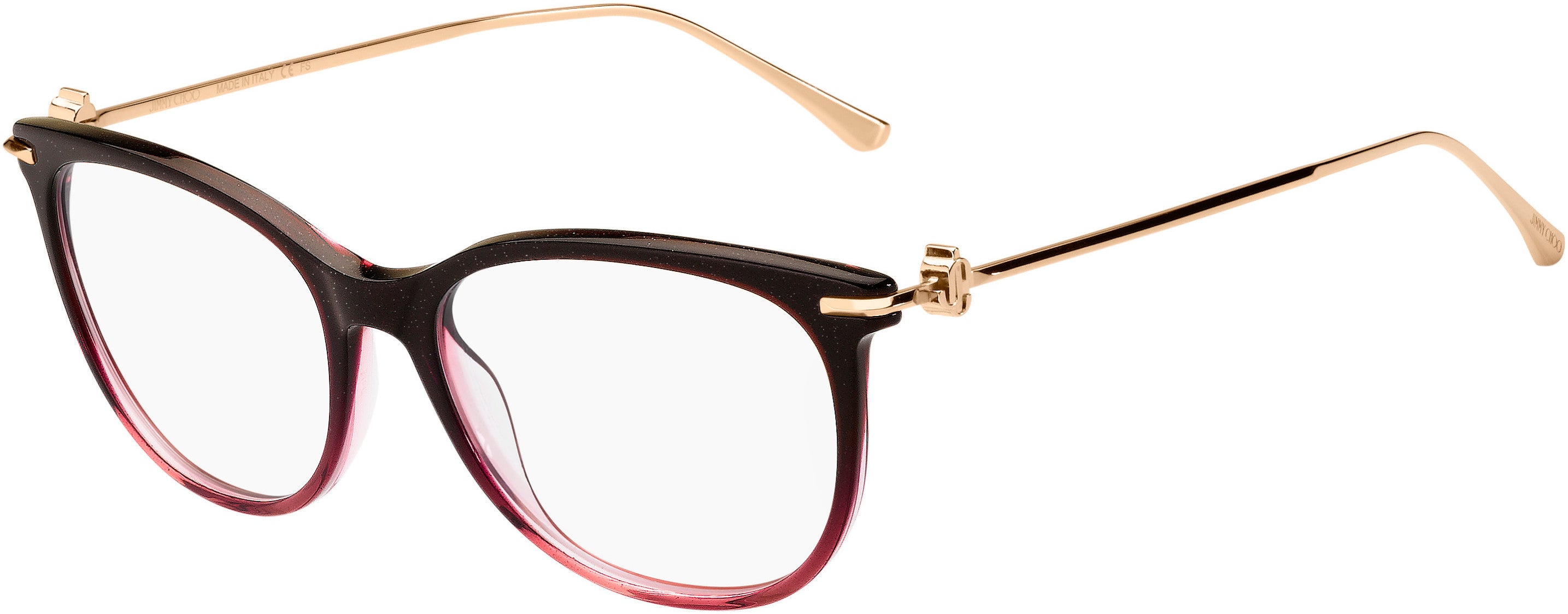  Jimmy Choo 263 Oval Modified Eyeglasses 0EGL-0EGL  Burgundy Glittergd (00 Demo Lens)