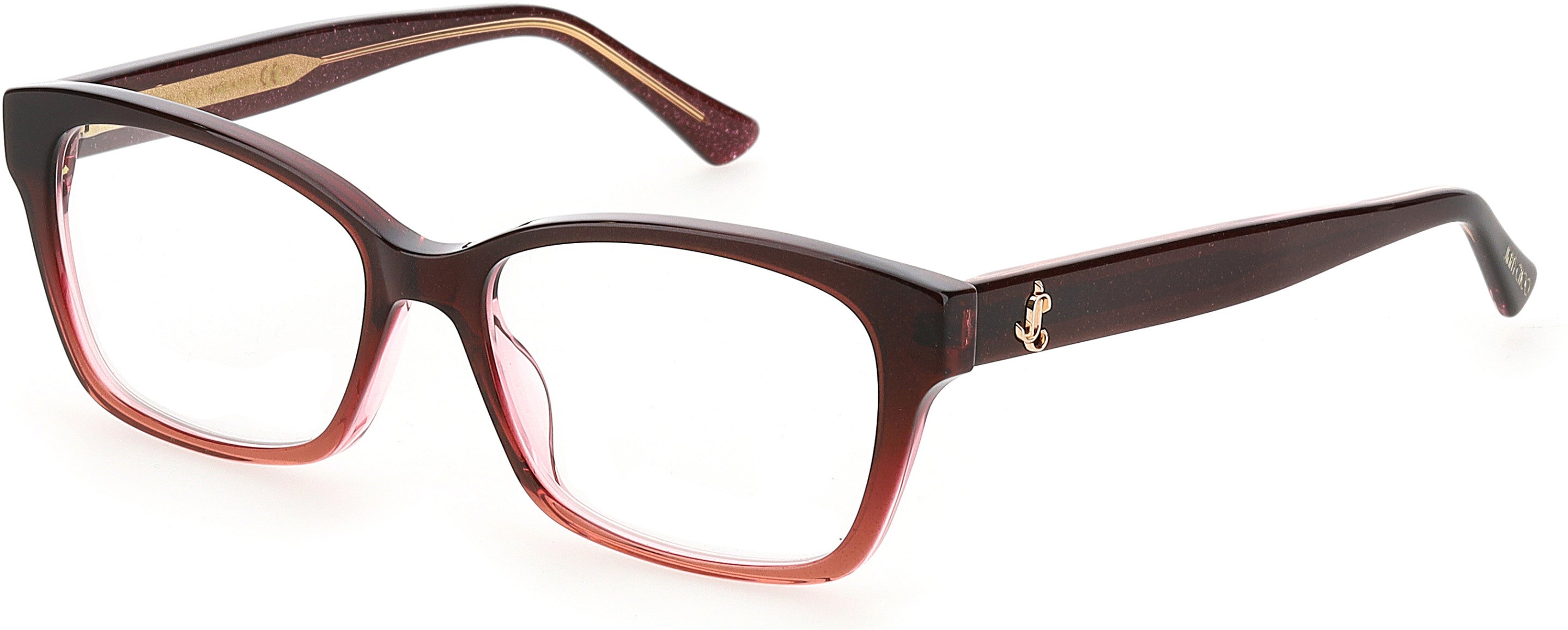  Jimmy Choo 270 Rectangular Eyeglasses 0EGL-0EGL  Burgundy Glittergd (00 Demo Lens)