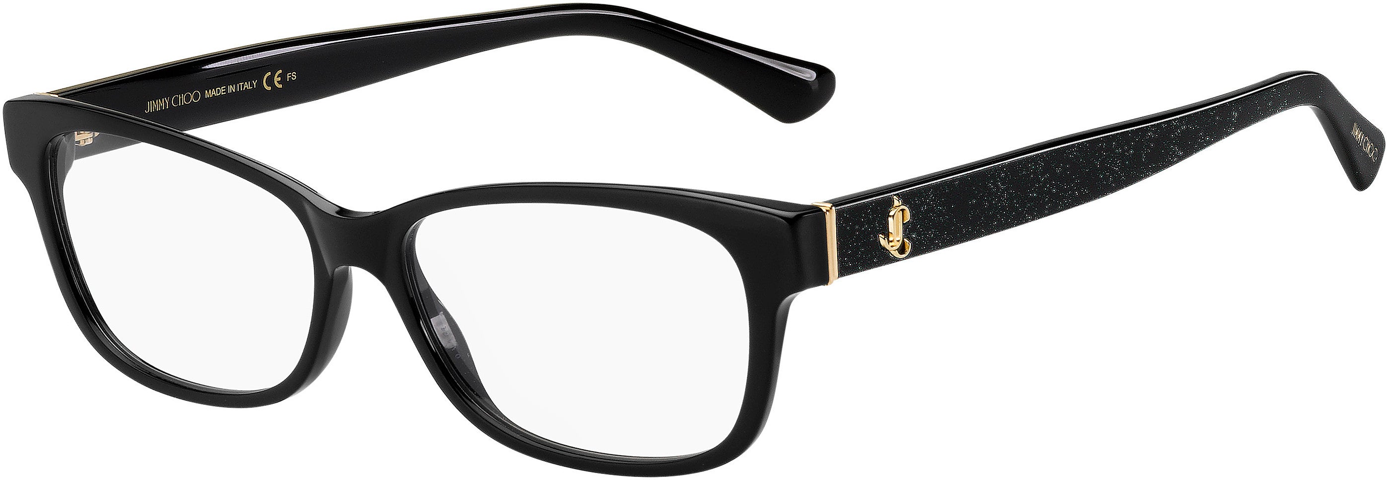  Jimmy Choo 278 Rectangular Eyeglasses 0NS8-0NS8  Black Glitter (00 Demo Lens)